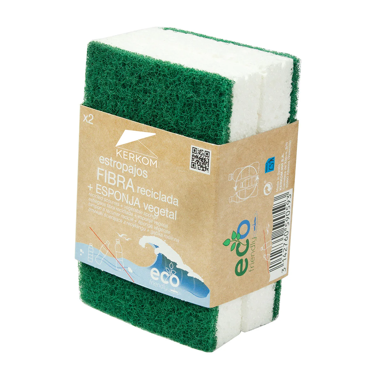 10 Estropajos con esponja vegetal Eco Friendly Kerkom (5 Packs de 2) - Image 2