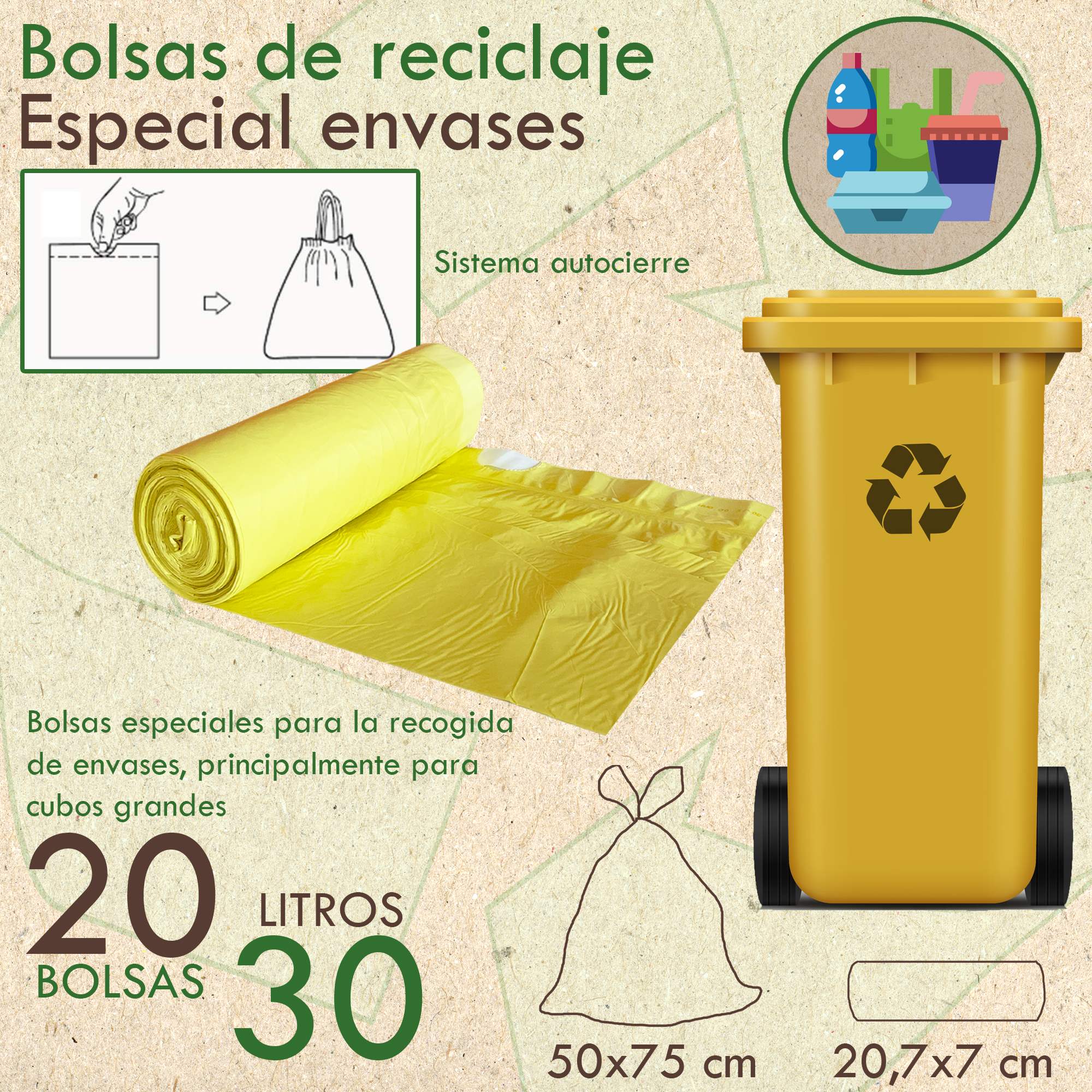 100 Bolsas De Basura Con Autocierre 30l Capacidad Cada Una, Especiales Cubos Altos - Image 2