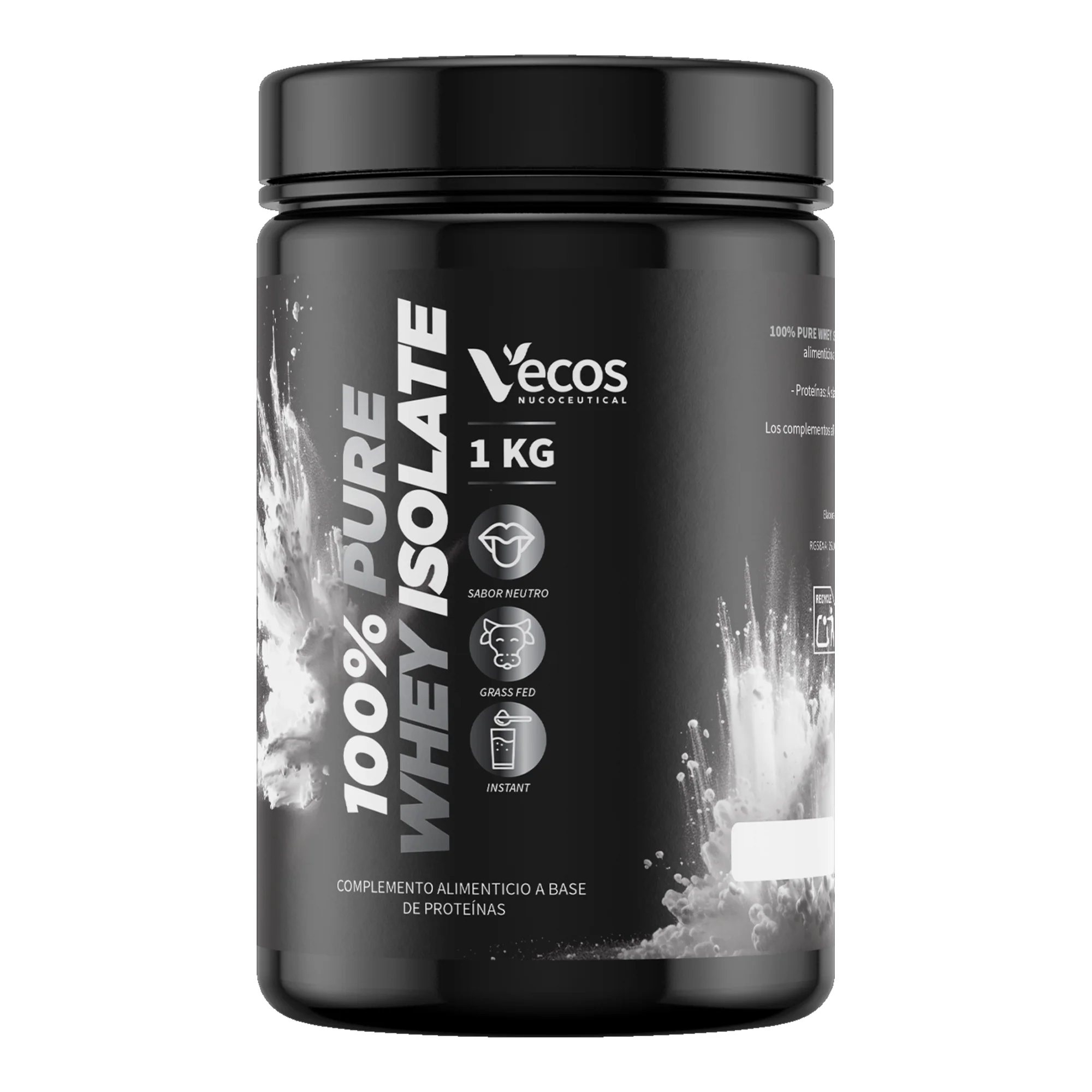 100% Pure Whey Isolate Vecos 1 Kg | Proteína Aislada Para Masa Muscular | 27,9 G Por Toma