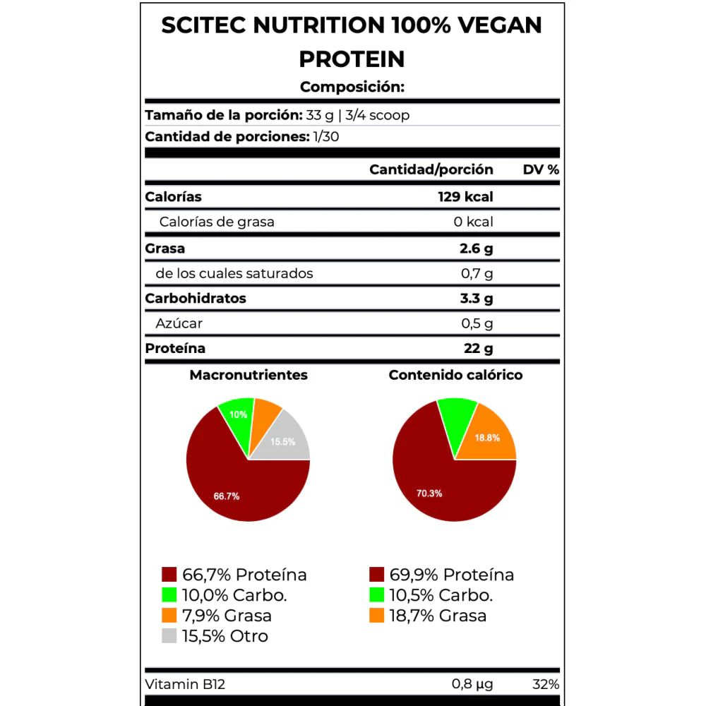 100% Vegan Protein 1 Kg Avellana - Nuez - Image 2