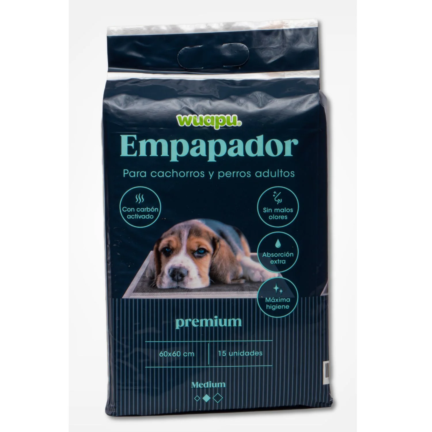 15 Empapadores Con Carbón Activado Para Perro Wuapu, Gran Absorción Sin Olores. Talla M 60x60cm