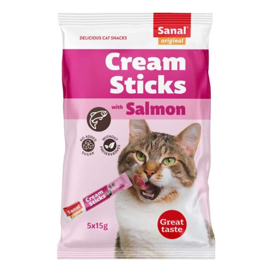 20 Paquetes Sanal Snack Crema De Salmon Para Gato Con 5 Tubos De 15g