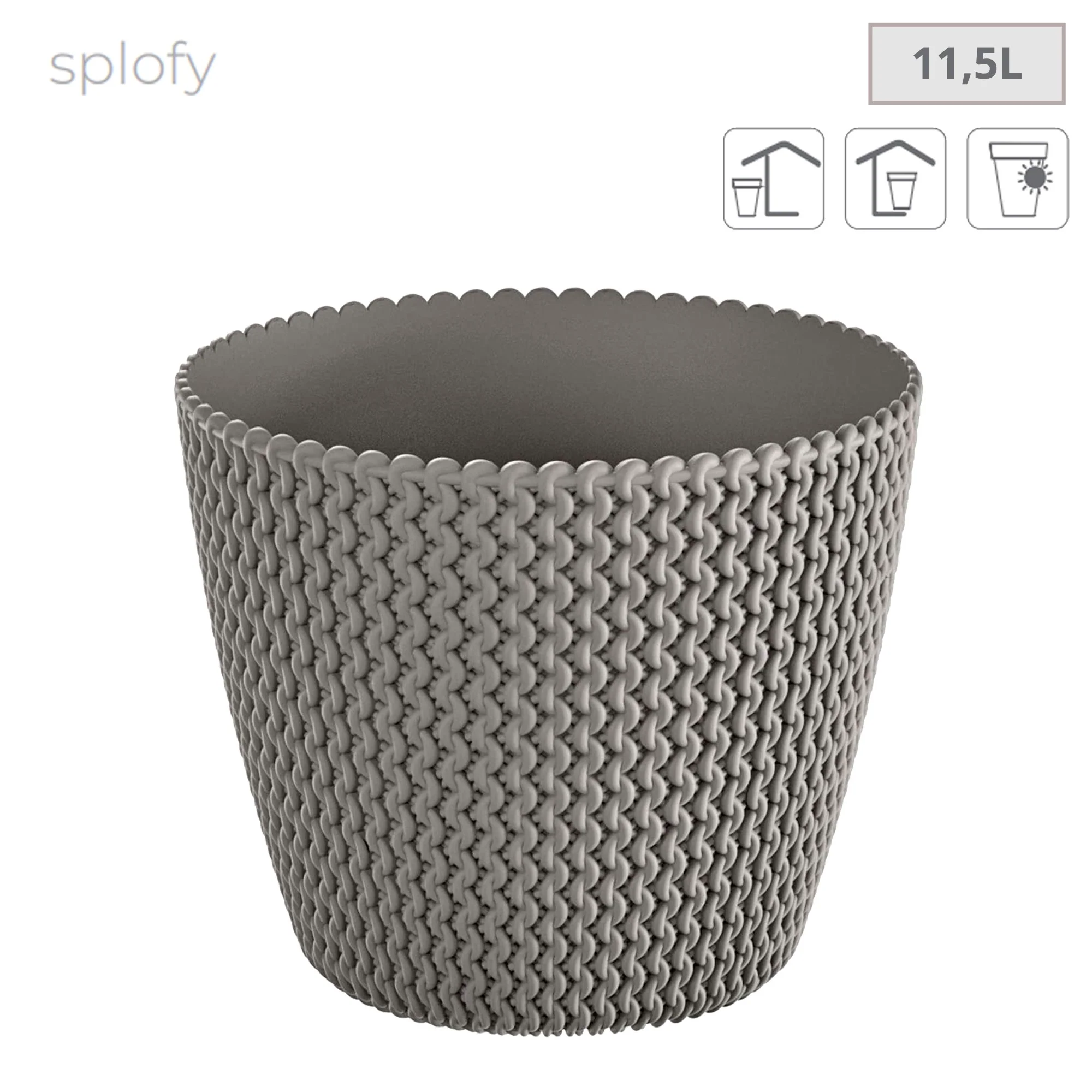 2x Maceta Redonda 11,5l Prosperplast Splofy De Plastico En Color Gris, Ø29,5 X 24,9 Cm - Image 2