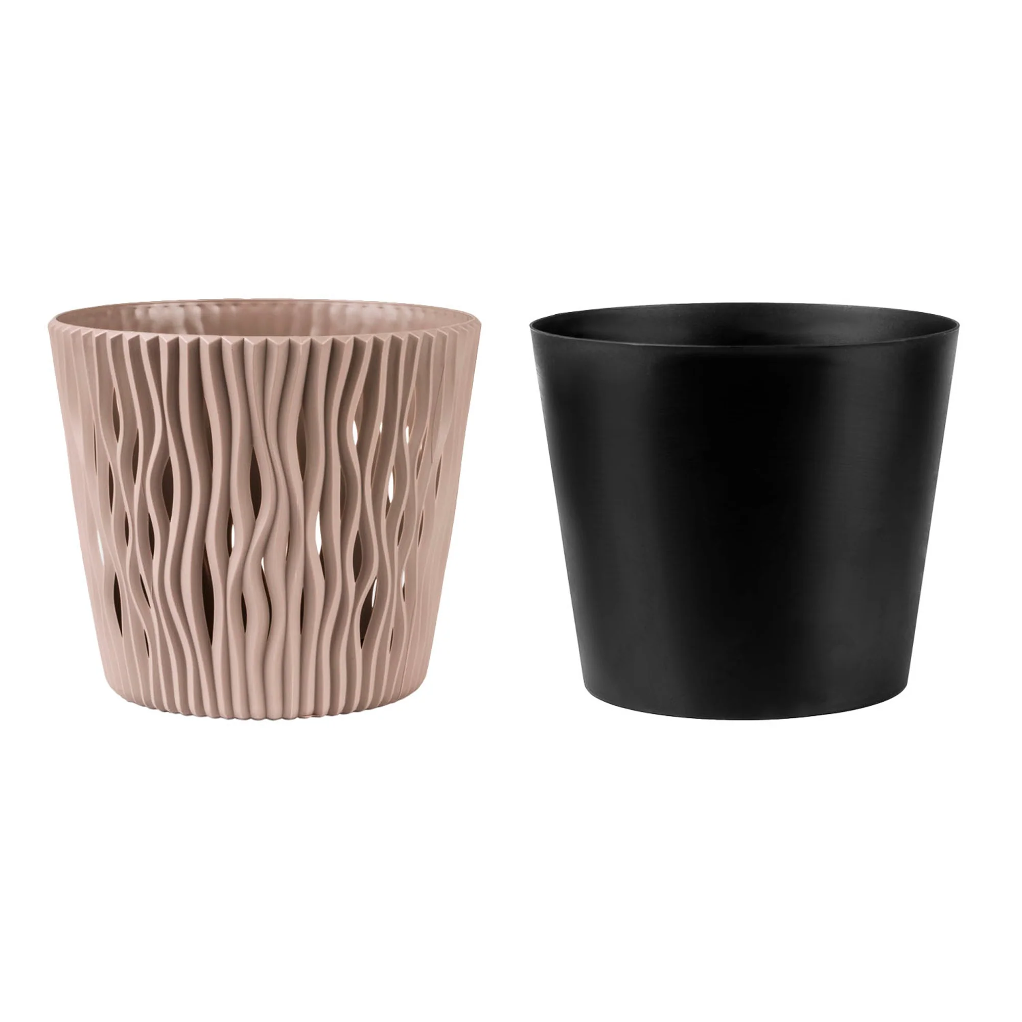 2x Maceta Redonda De Plastico Sandy Round En Color Mocca 12 (largo) X 12 (ancho) X 11,1 (alto) Cm - Image 4