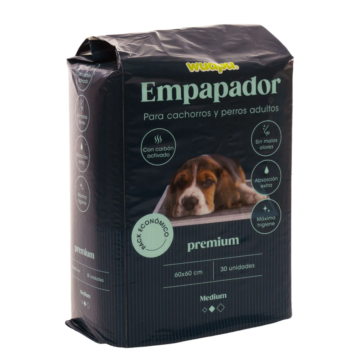 30 Empapadores Con Carbón Activado Para Perro Wuapu, Gran Absorción Sin Olores. Talla M 60x60cm - Image 3