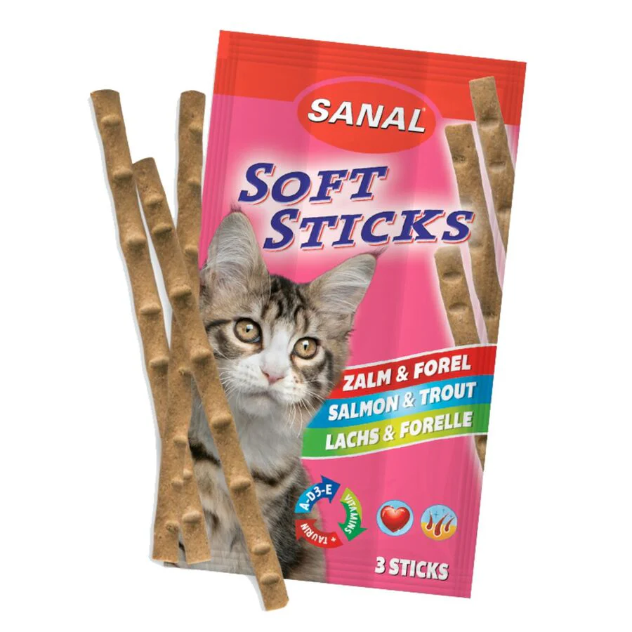 35 U Sanal Premio En Sticks Para Gato De Salmon Y Trucha 3u