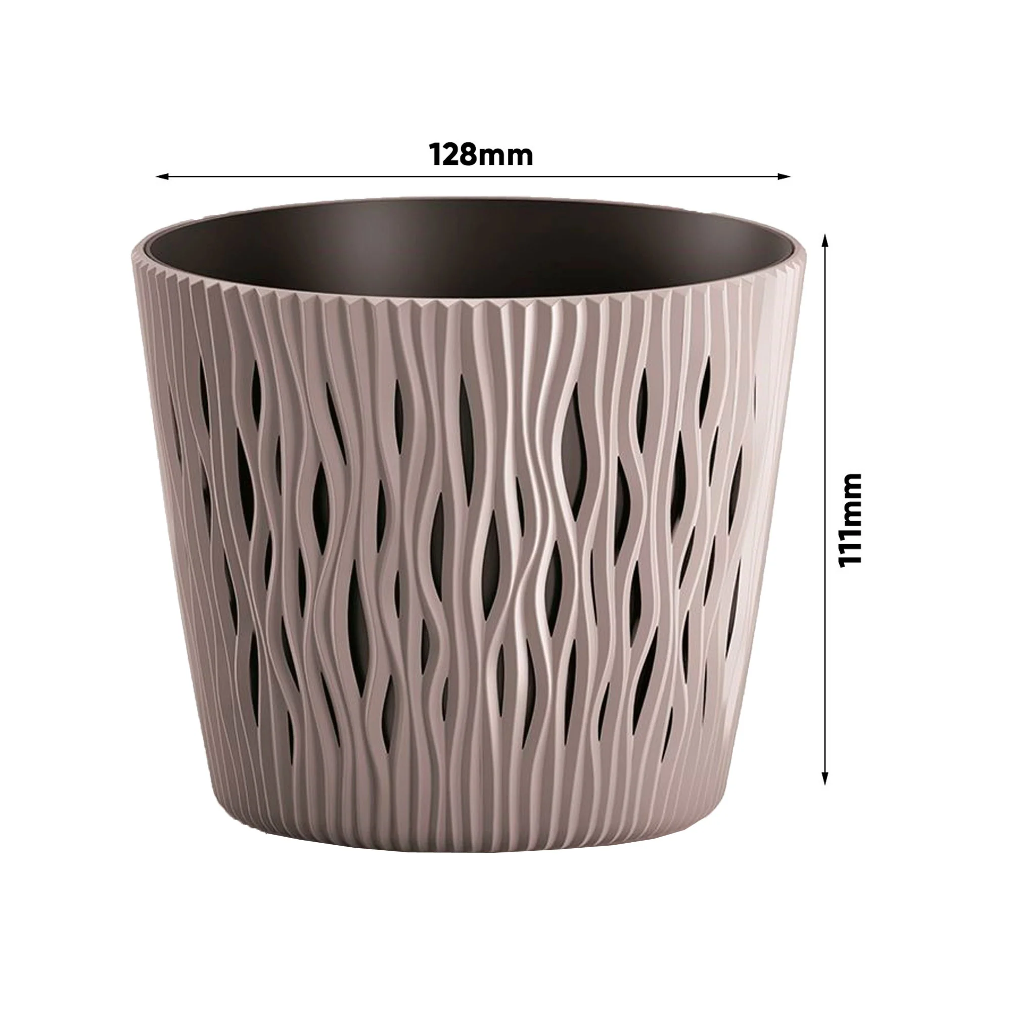 3x Maceta Redonda De Plastico Sandy Round En Color Mocca 12 (largo) X 12 (ancho) X 11,1 (alto) Cm - Image 2