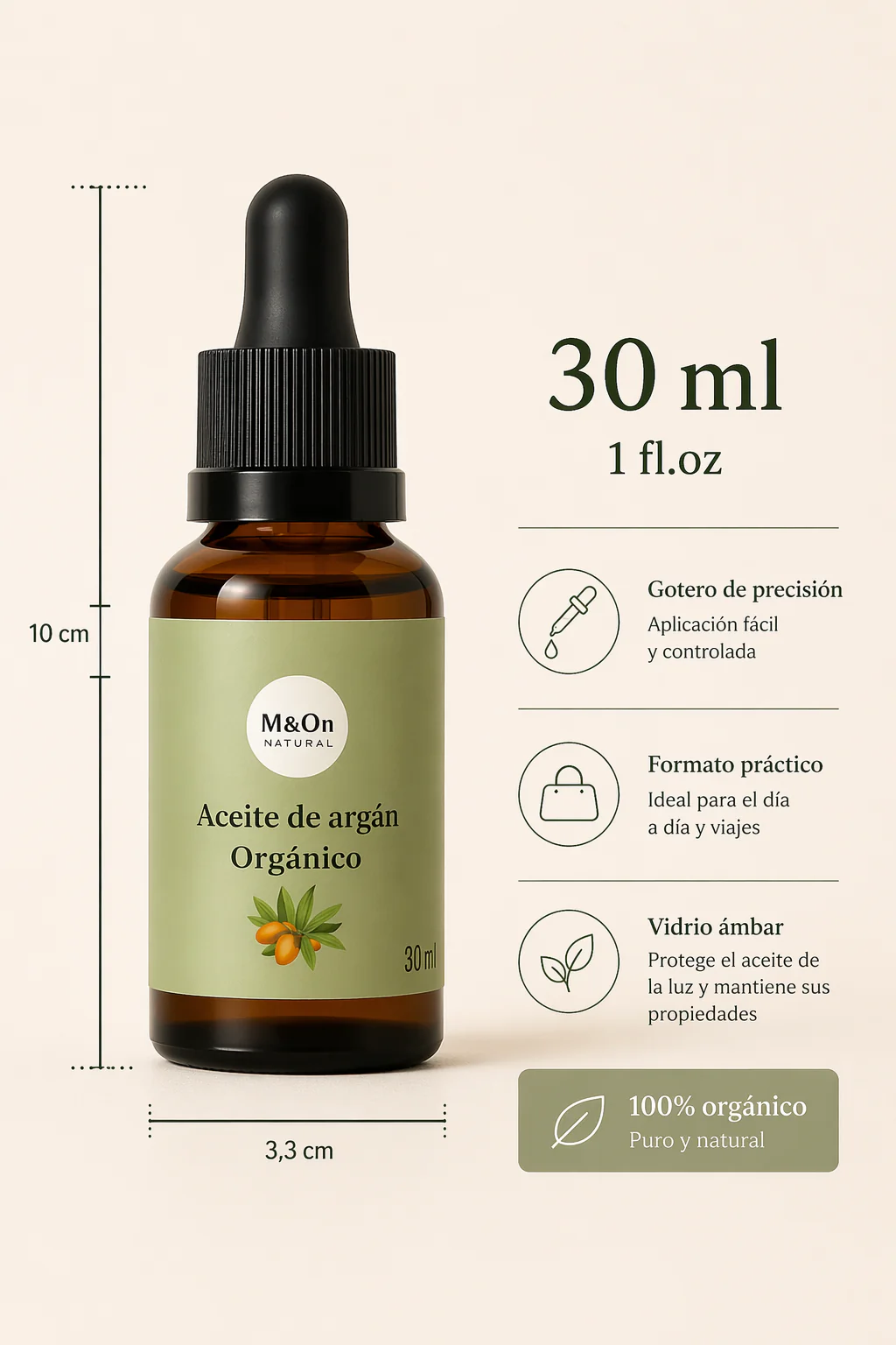 Aceite De Argán Orgánico 30 Ml | Nutrición Facial Y Capilar | M&on Naturals - Image 3
