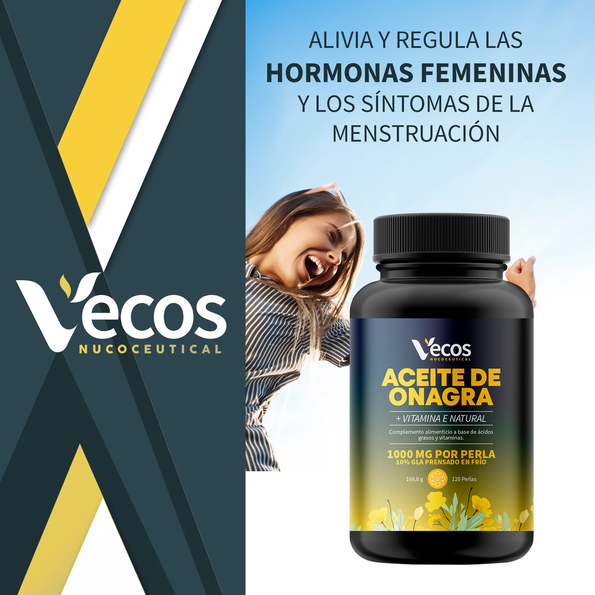 Aceite De Onagra 1000 Mg Vecos | Equilibrio Hormonal Femenino | Rico En Gla - Image 2