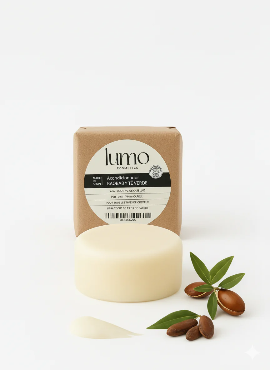 Acondicionador Sólido Baobab & Té Verde 80 G – Natural, Vegano, Sin Sulfatos, Zero Waste – Lumocosmetics