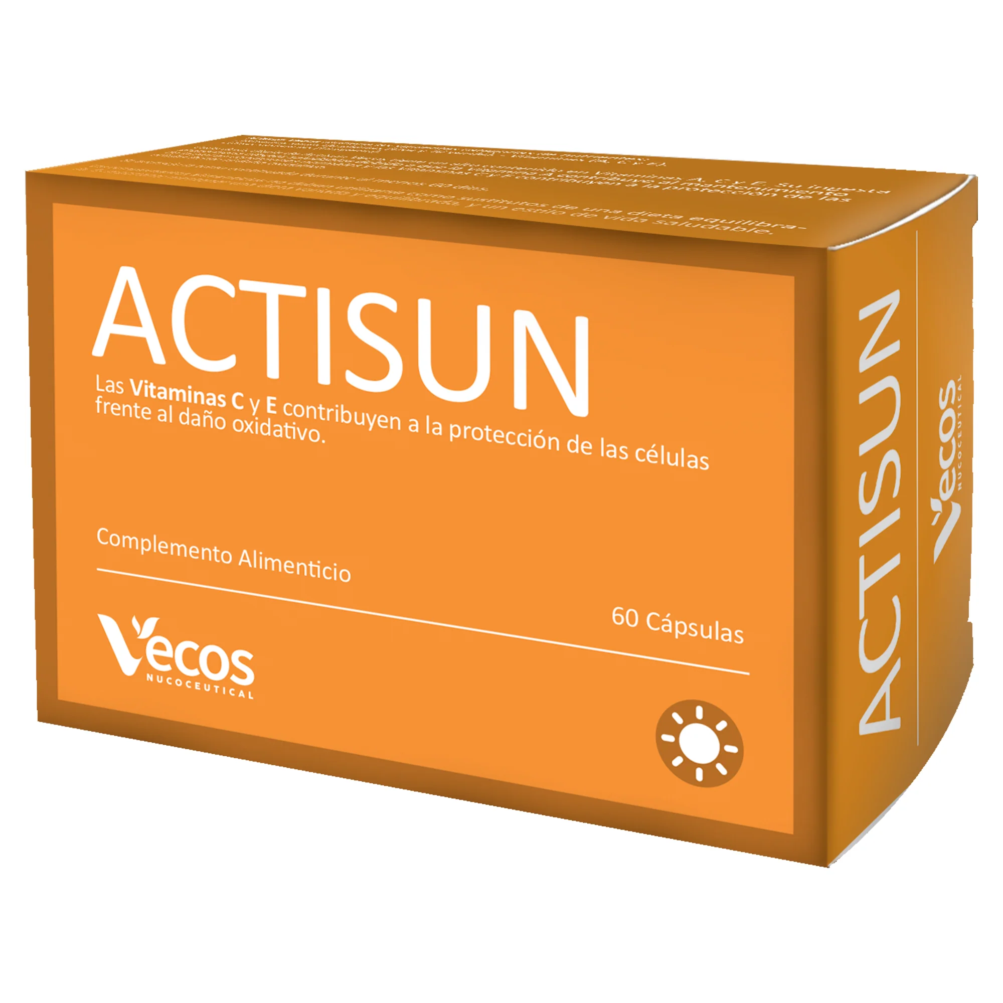 Actisun Vecos 60 Cápsulas | Protección Solar Y Cuidado De La Piel | Betacaroteno, Licopeno Y Antioxidantes
