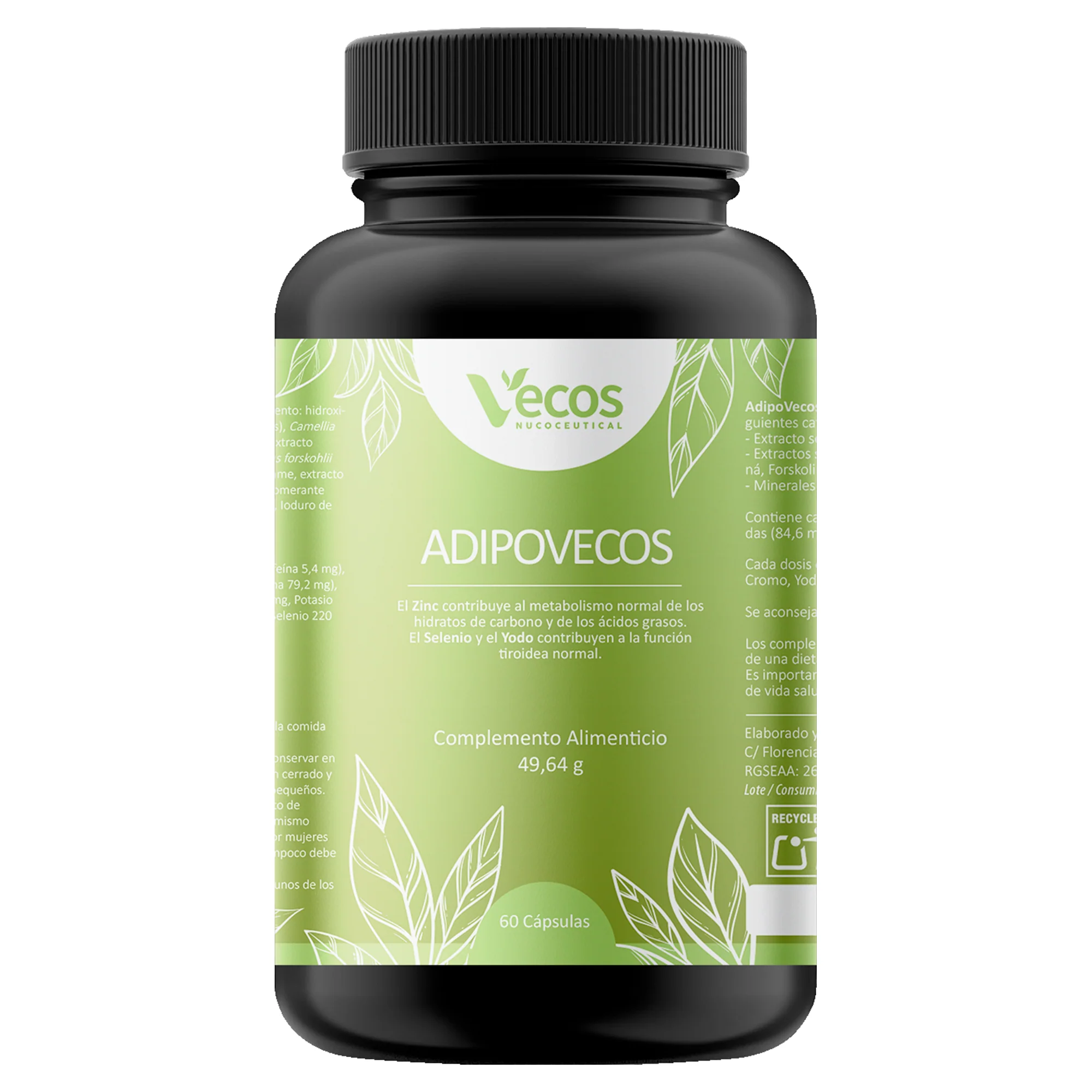 Adipovecos Vecos 60 Cápsulas | Quema De Grasa Y Control De Peso | Té Verde, Guaraná Y Forskolina