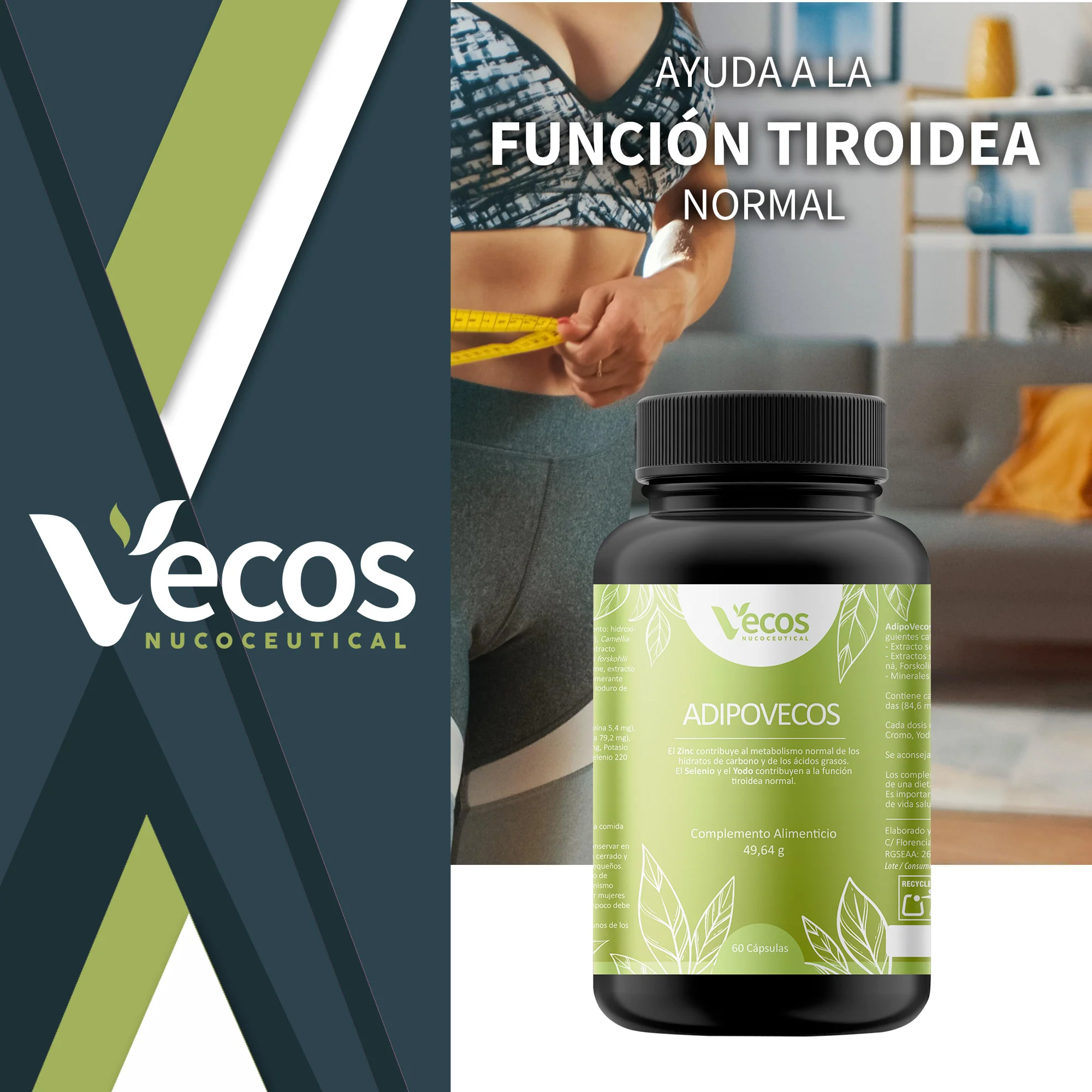 Adipovecos Vecos 60 Cápsulas | Quema De Grasa Y Control De Peso | Té Verde, Guaraná Y Forskolina - Image 2