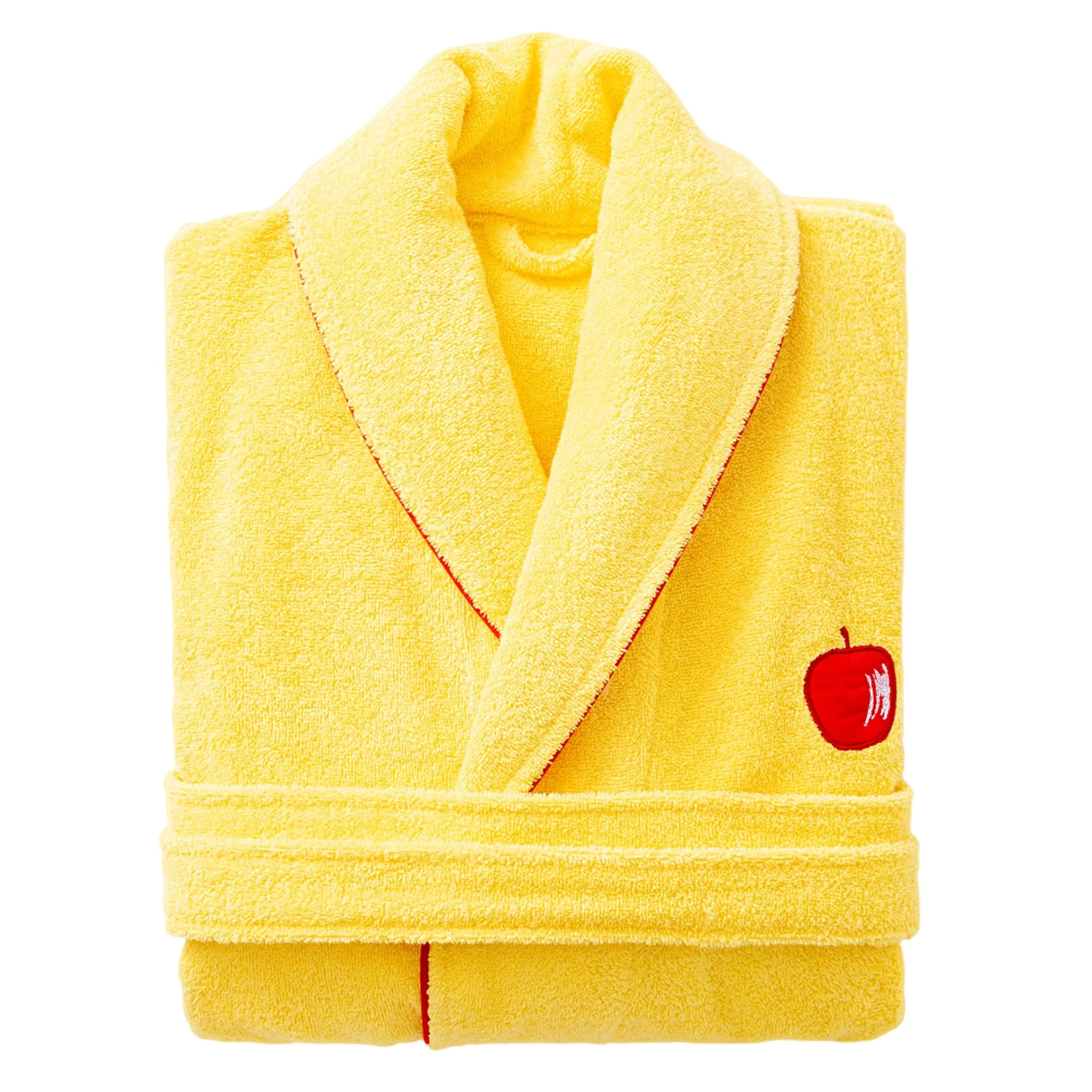 Albornoz L/xl 380gsm 100%algodon Amarillo Con Manzana Roja Benetton Fruits Be