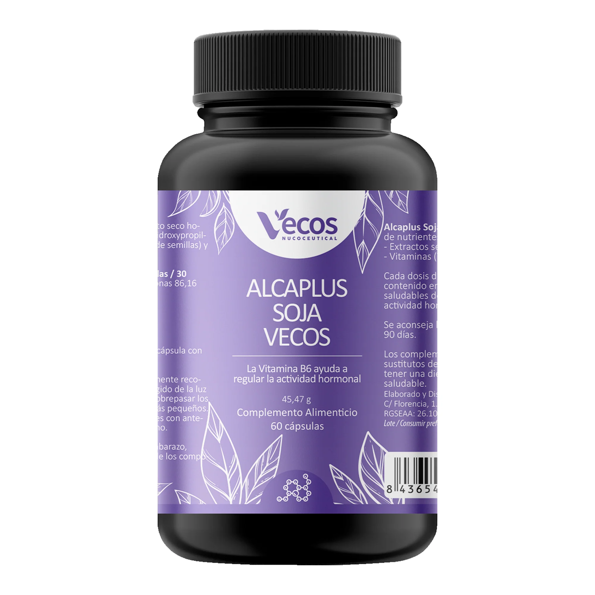 Alcaplus Soja Vecos 60 Cápsulas | Menopausia, Digestión Y Equilibrio Hormonal | Isoflavonas + Vitamina B6