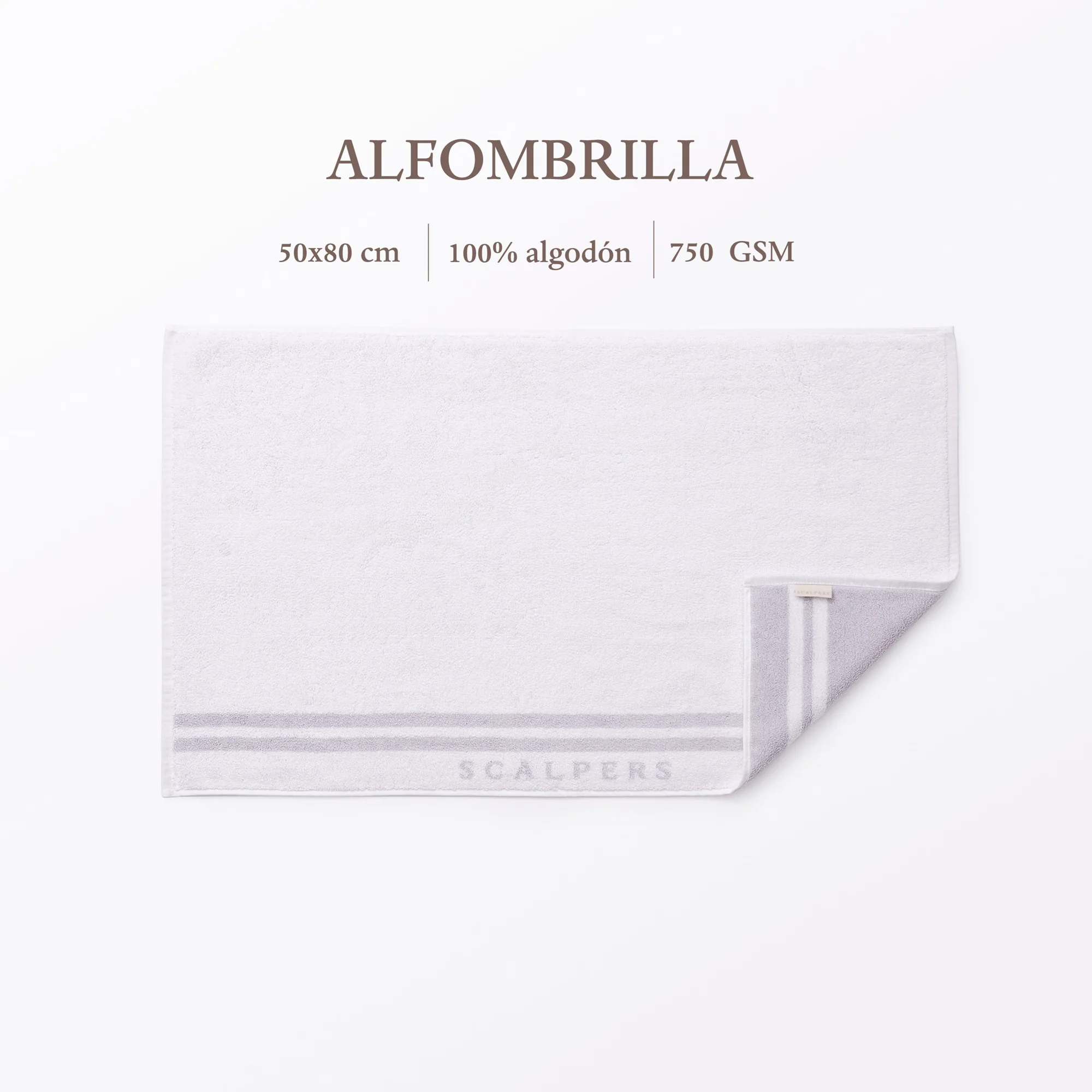 Alfombrilla De Baño 50x80cm En Algodón Blanco Con Rayas Scalpers Home - Image 2