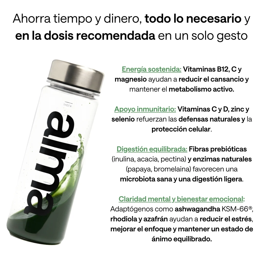 Alma® Batido Diario Espirulina Premium 300g | Complemento Alimenticio Con Adaptógenos, Prebióticos Y Vitaminas - Image 3