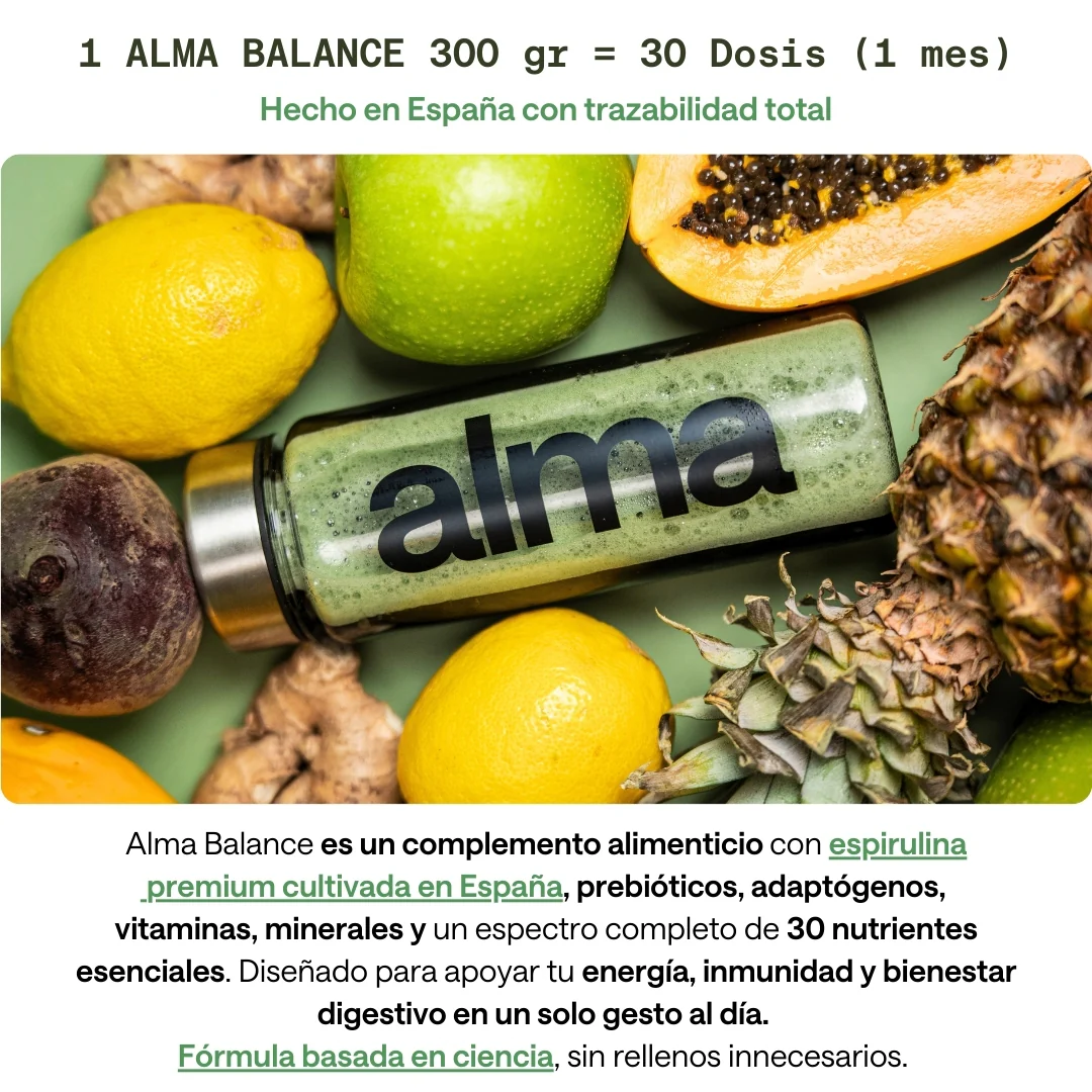 Alma® Batido Diario Espirulina Premium 300g | Complemento Alimenticio Con Adaptógenos, Prebióticos Y Vitaminas - Image 5