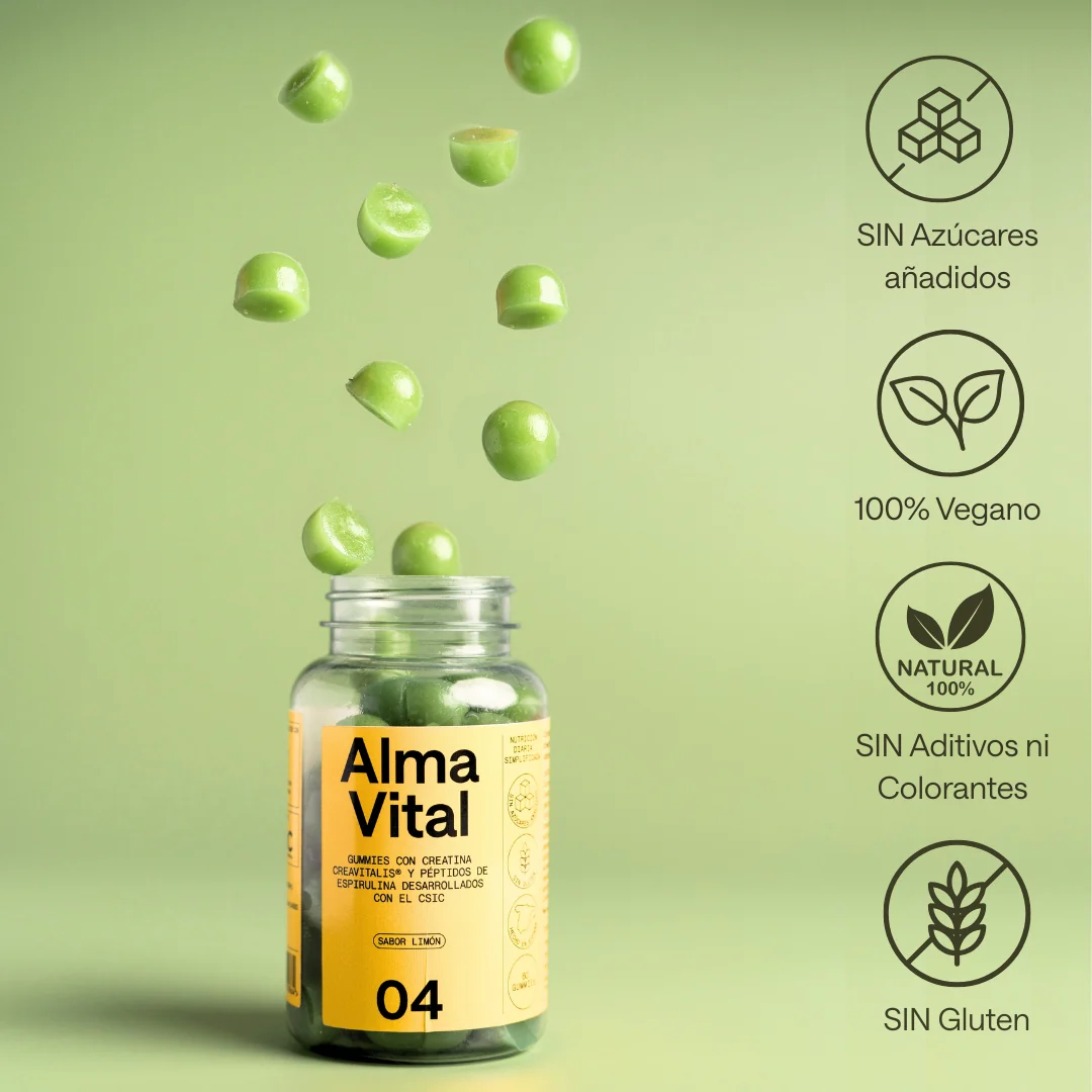 Alma® Creatina Gominolas Alma Vital Creavitalis® Con Vitamina D3 Y Espirulina |120 Gominolas 99,9% Pureza Y Sabor Limón - Image 6