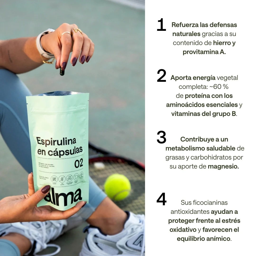 Alma® Espirulina En Capsulas 200 Uds (116 G) | Espirulina Comprimidos 100% Vegano, Sin Gluten Y Sin Azúcares Añadidos - Image 4
