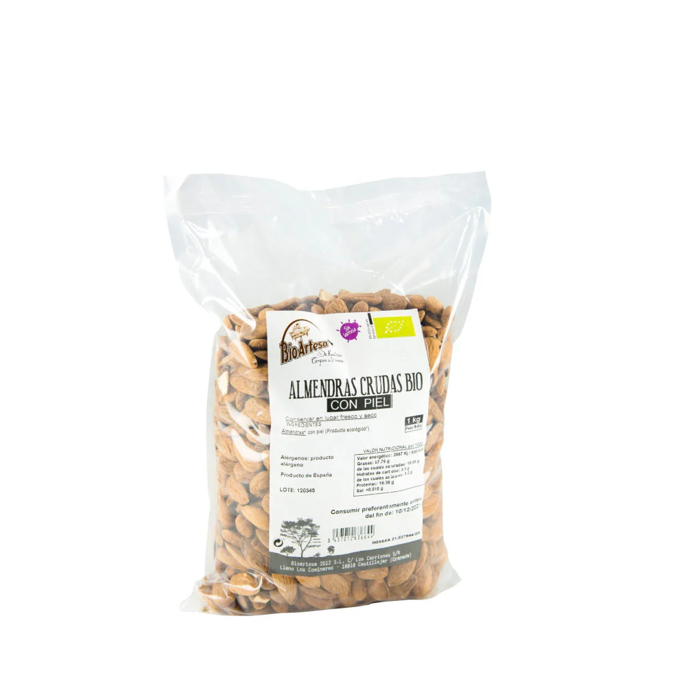 Almendra Ecológica Cruda Con Piel Bio 1 Kg