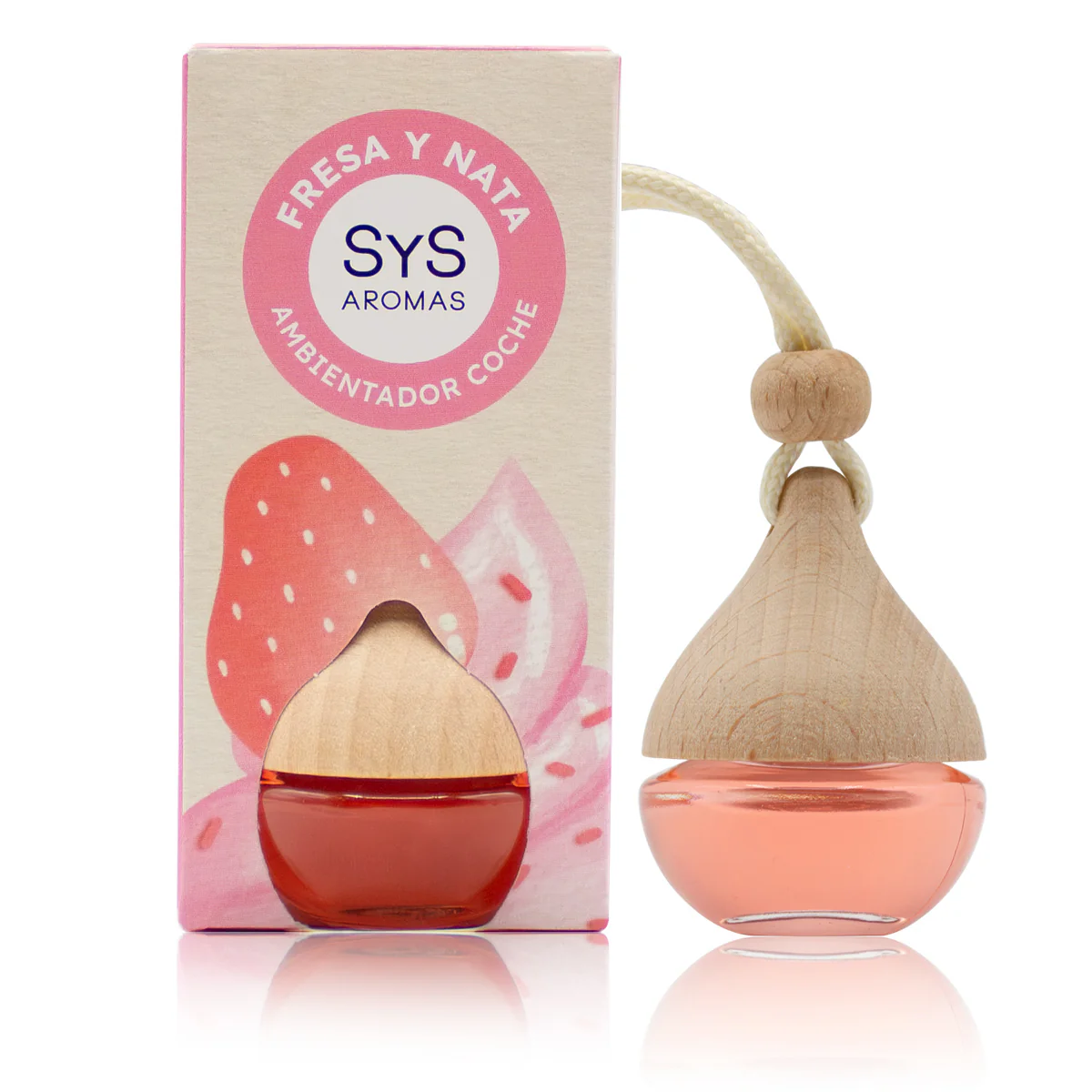 Ambientador Coche Fresa Nata 6 ml SYS Aromas | Aroma Dulce y Cremoso | Fragancia Duradera para Vehículo