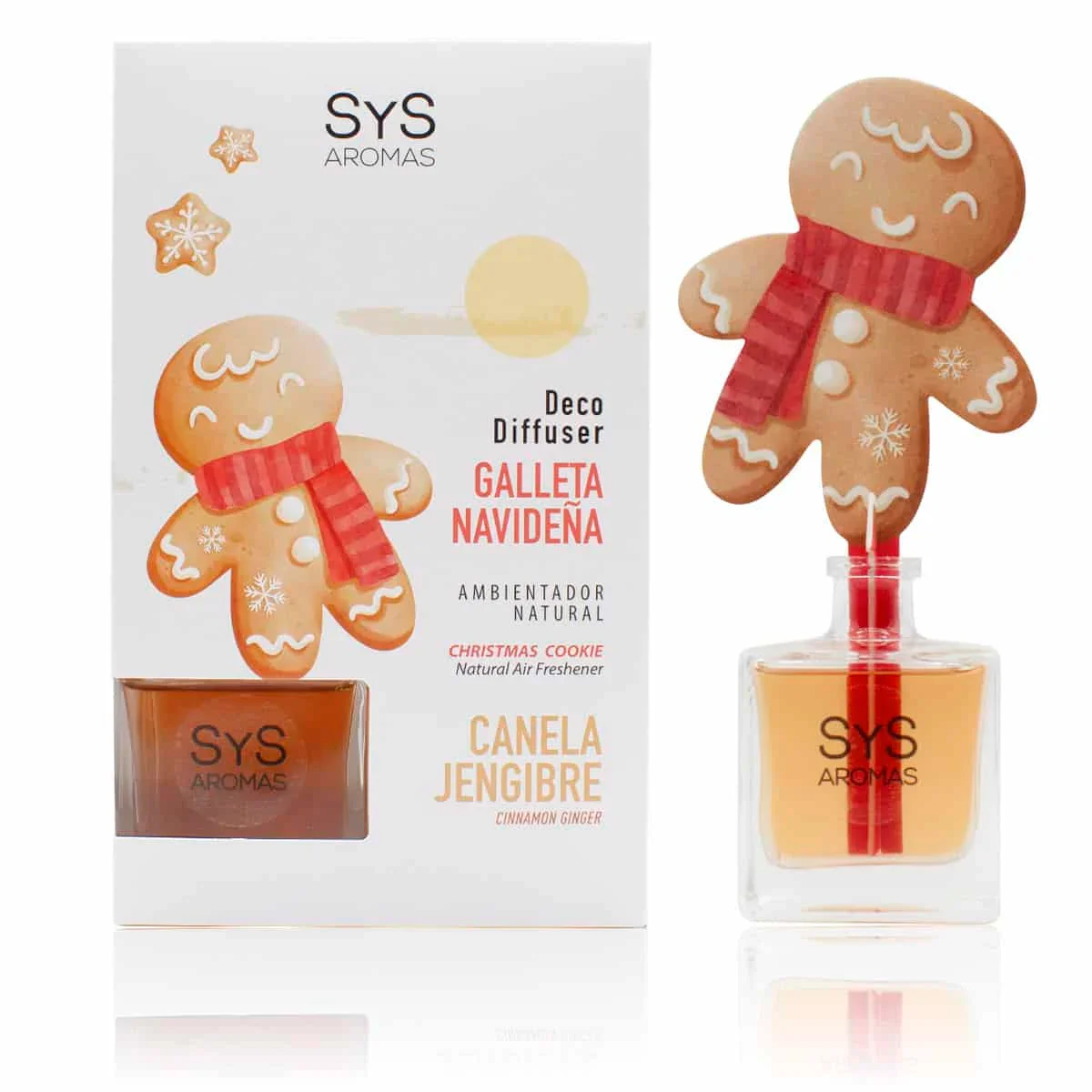 Ambientador Difusor Galleta Navidad Canela y Jengibre 90 ml SYS Aromas | Mikado Aromático | Fragancia Navideña