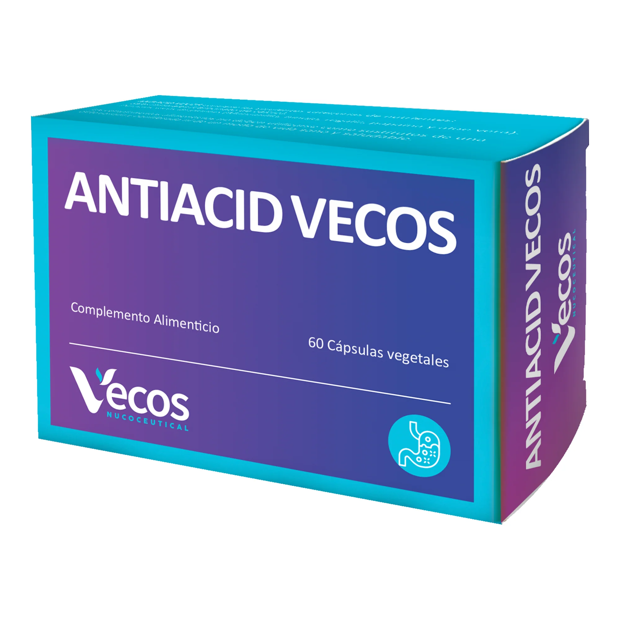 Antiacid Vecos 60 Cápsulas | Antiácido Y Antirreflujo | Alginato De Sodio Y Calcio