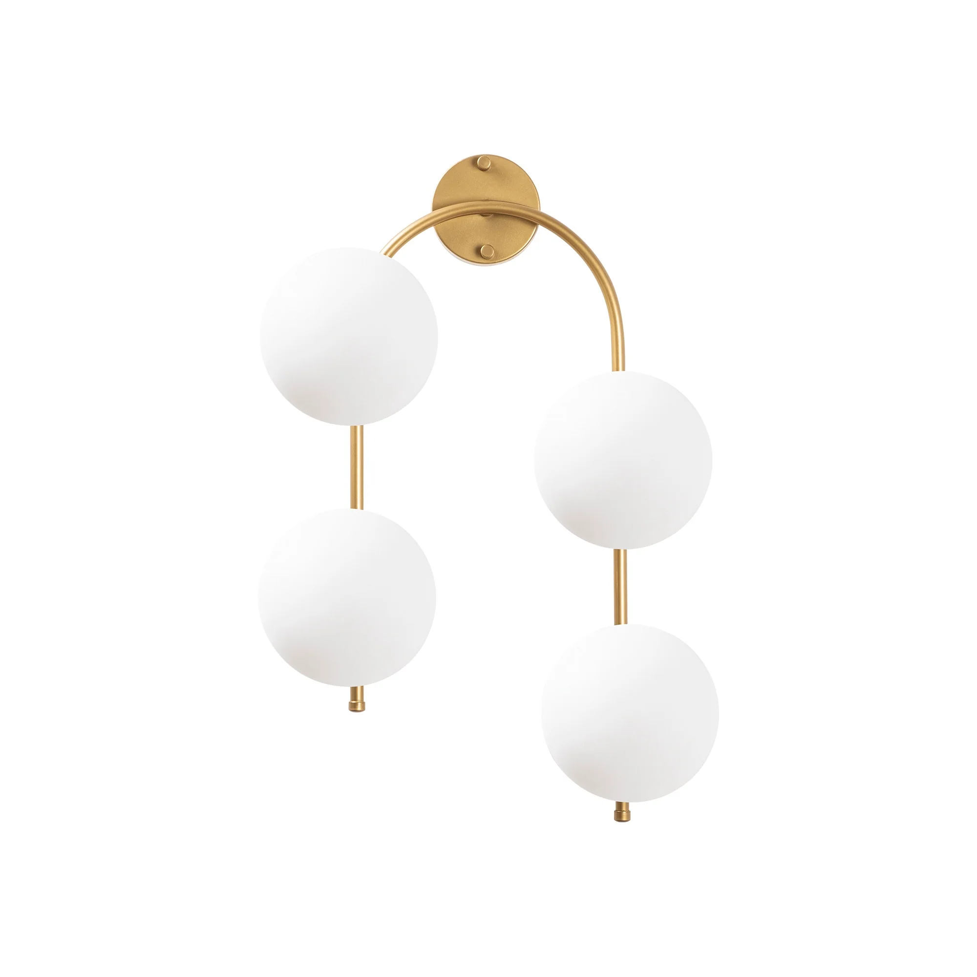 Aplique De Pared Curvo, 4 Blancas, Metal , Oro Brillante, 40x26x62, Casquillo 4 X E14 Max 15 W