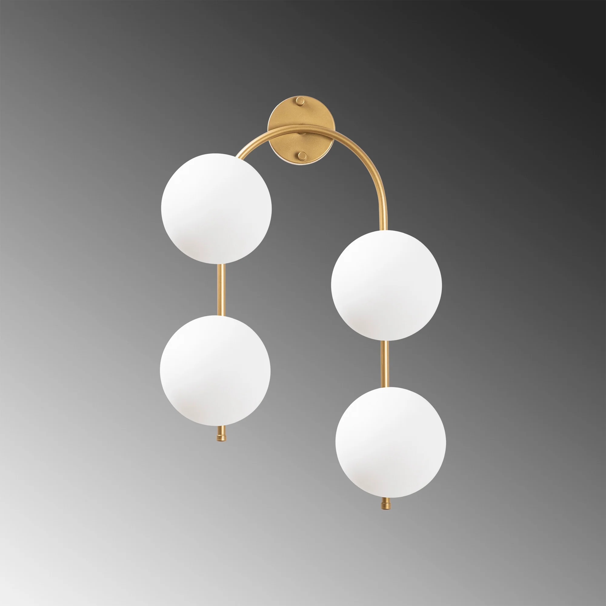 Aplique De Pared Curvo, 4 Blancas, Metal , Oro Brillante, 40x26x62, Casquillo 4 X E14 Max 15 W - Image 6