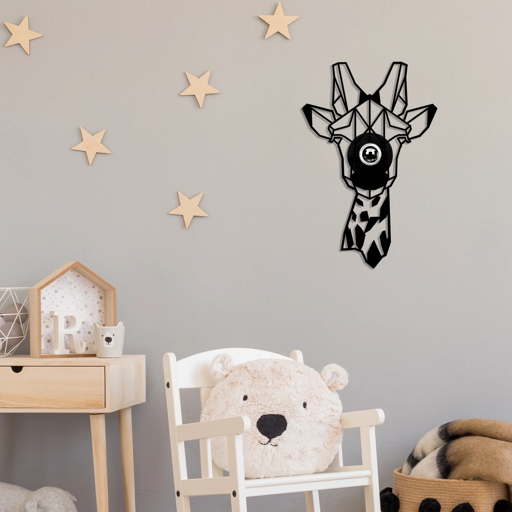 Aplique De Pared Jirafa, Mdf , Negro, 35x12x54, Casquillo E 27 Max 100 W - Image 6