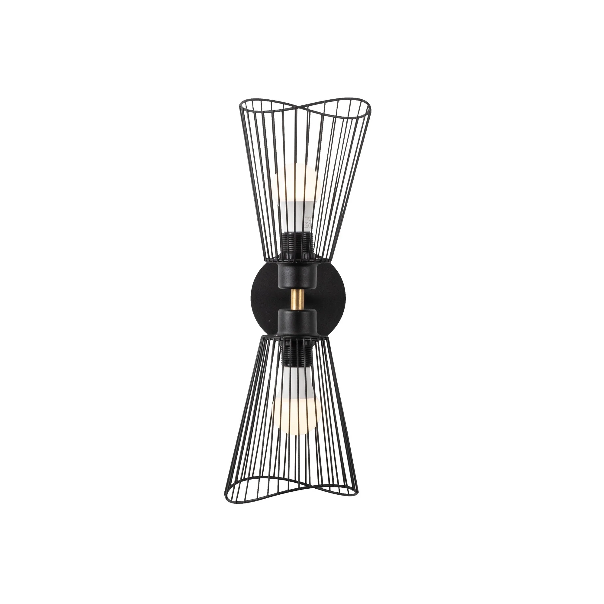 Aplique De Pared, Metal , Negro, 16x16x48, Casquillo 2 X E 27 Max 40 W
