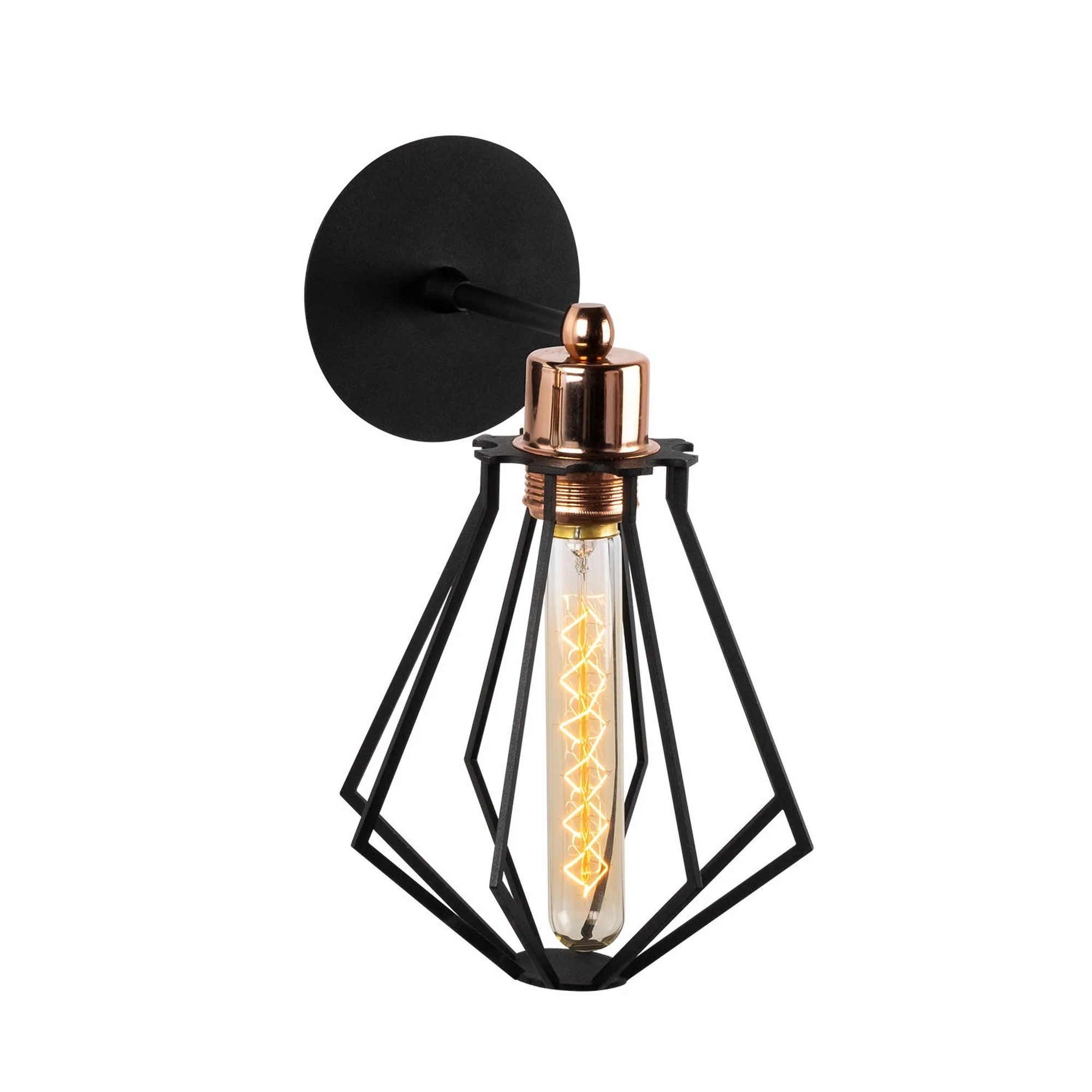 Aplique De Pared, Metal , Negro, 18x18x30, Casquillo E 27 Max 40 W