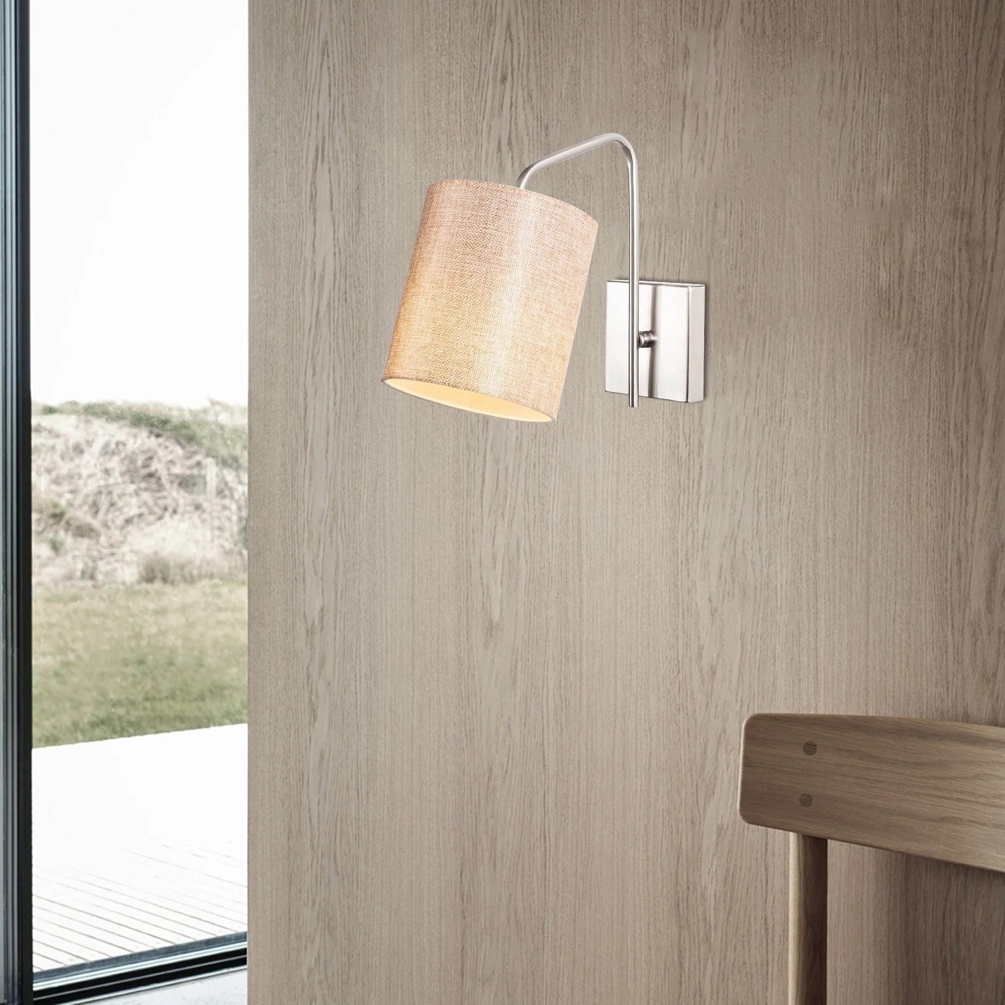 Aplique De Pared, Metal , Nickel crema, 14x27x24, Casquillo E 27 Max 40 W - Image 6