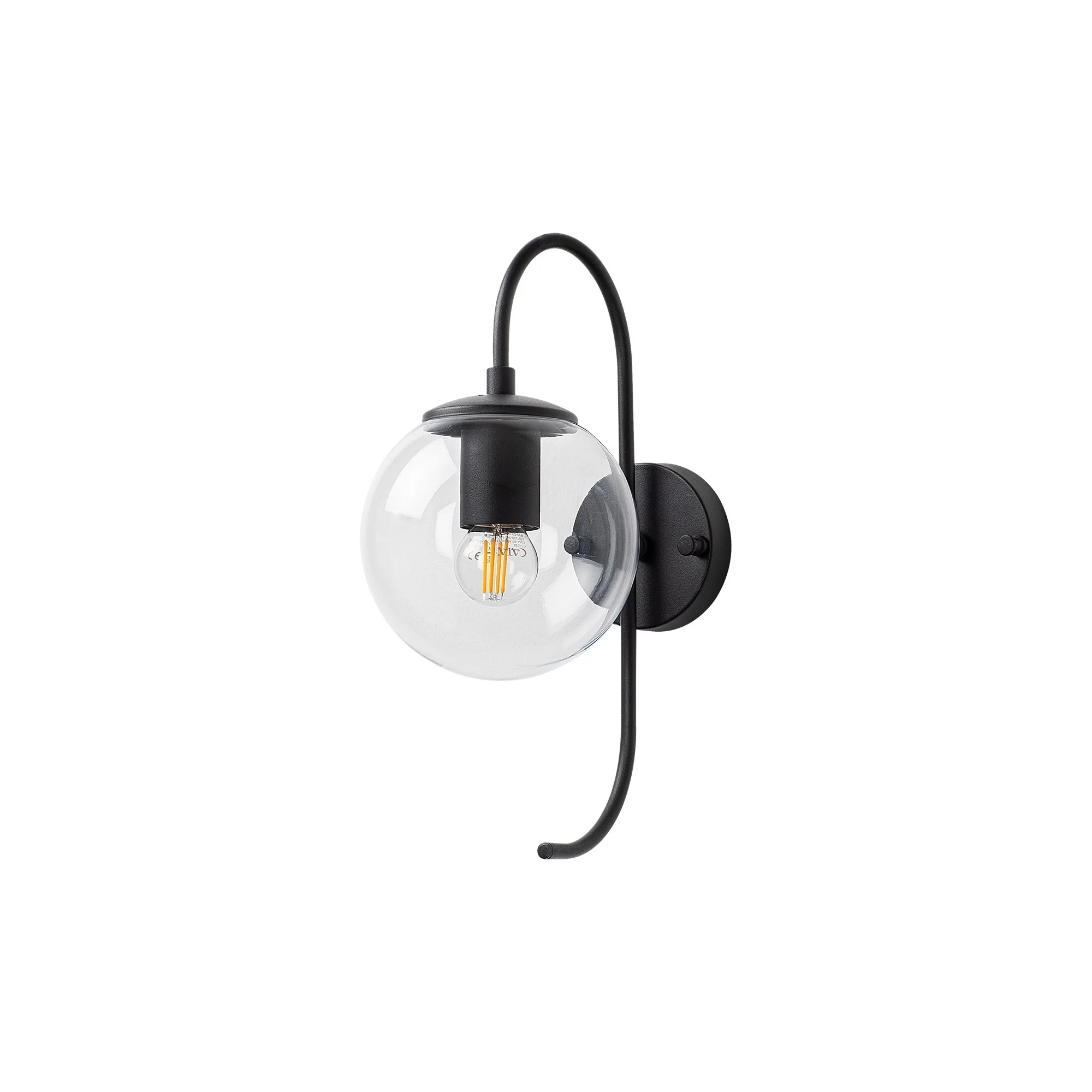 Aplique De Pared Pantalla Transparente, Metal , Negro, 15x27x36, Casquillo E14 Max 15 W - Image 3