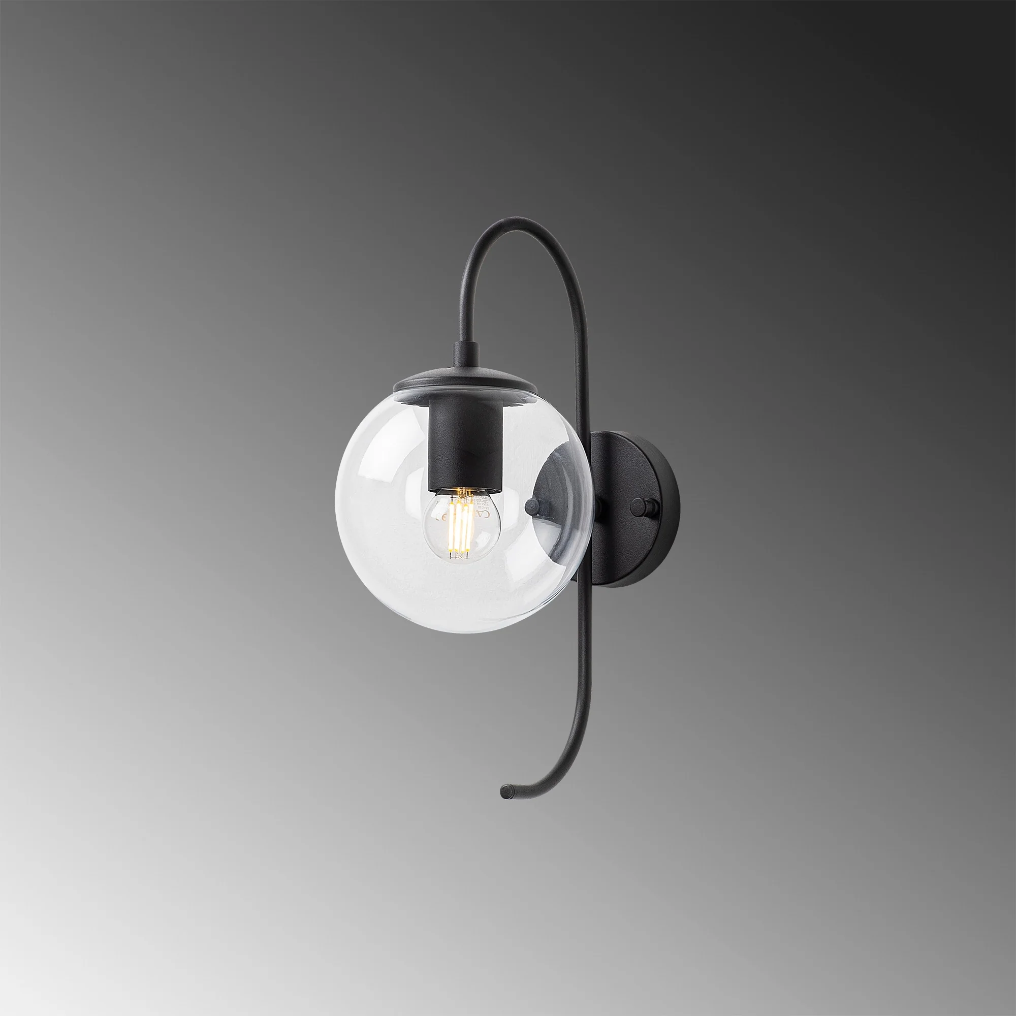 Aplique De Pared Pantalla Transparente, Metal , Negro, 15x27x36, Casquillo E14 Max 15 W - Image 4
