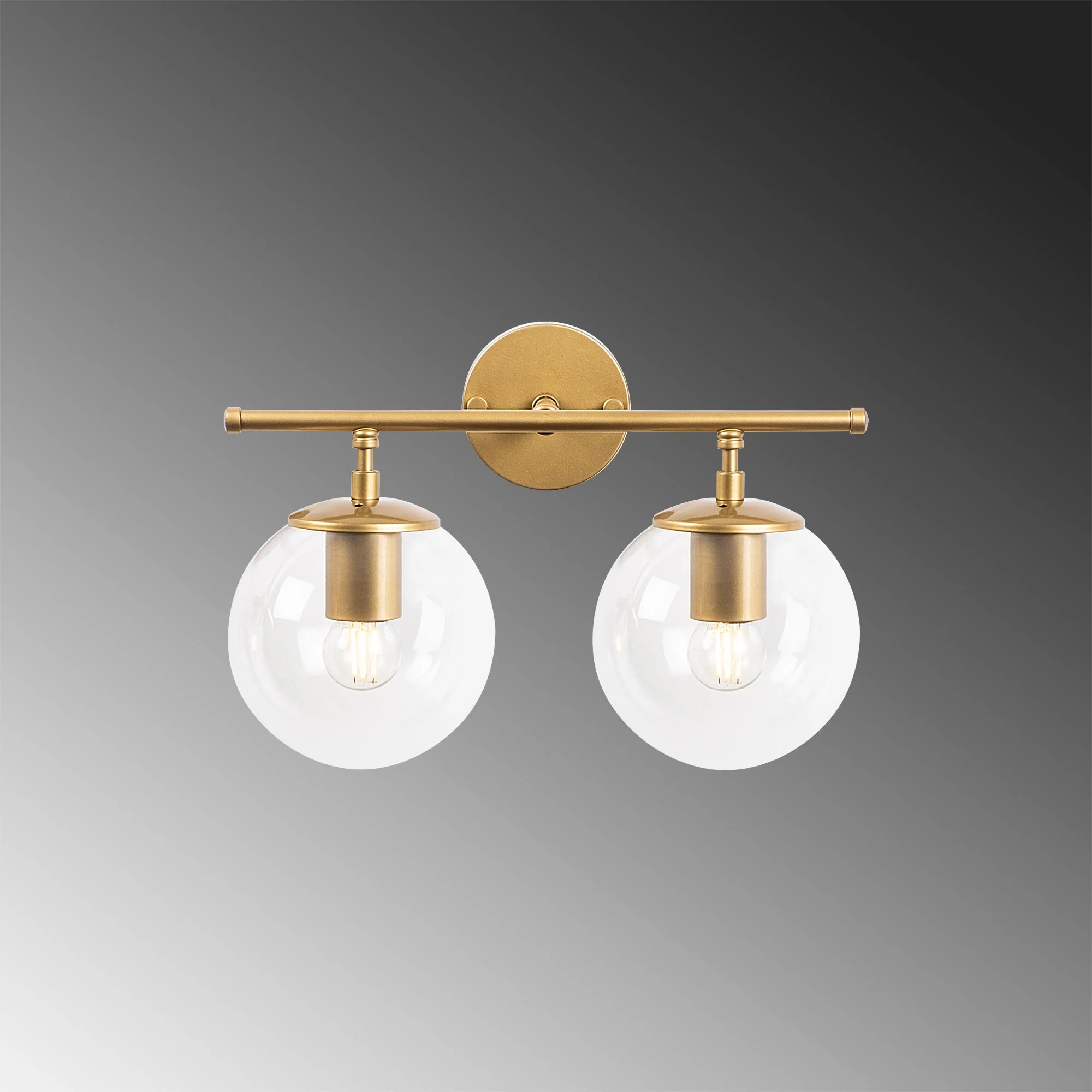 Aplique De Pared, Recto 2 Transparente, Metal , Oro Brillante, 36x24x16, Casquillo 2 X E14 Max 40 W - Image 4