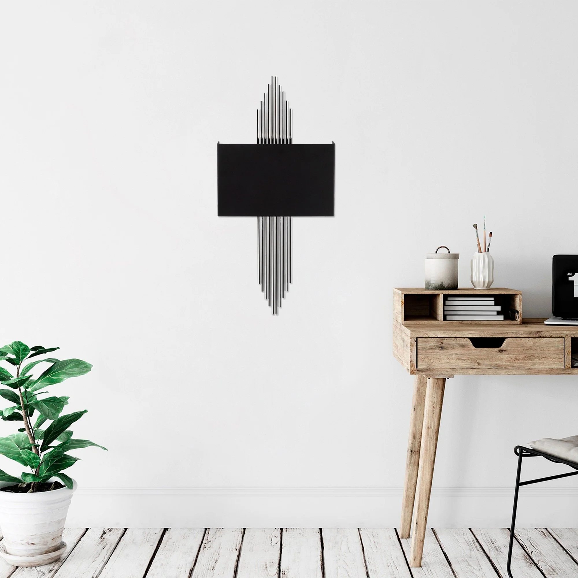 Aplique De Pared Recto, Metal , Negro plata, 75x10x22, Casquillo E 27 Max 40 W - Image 5
