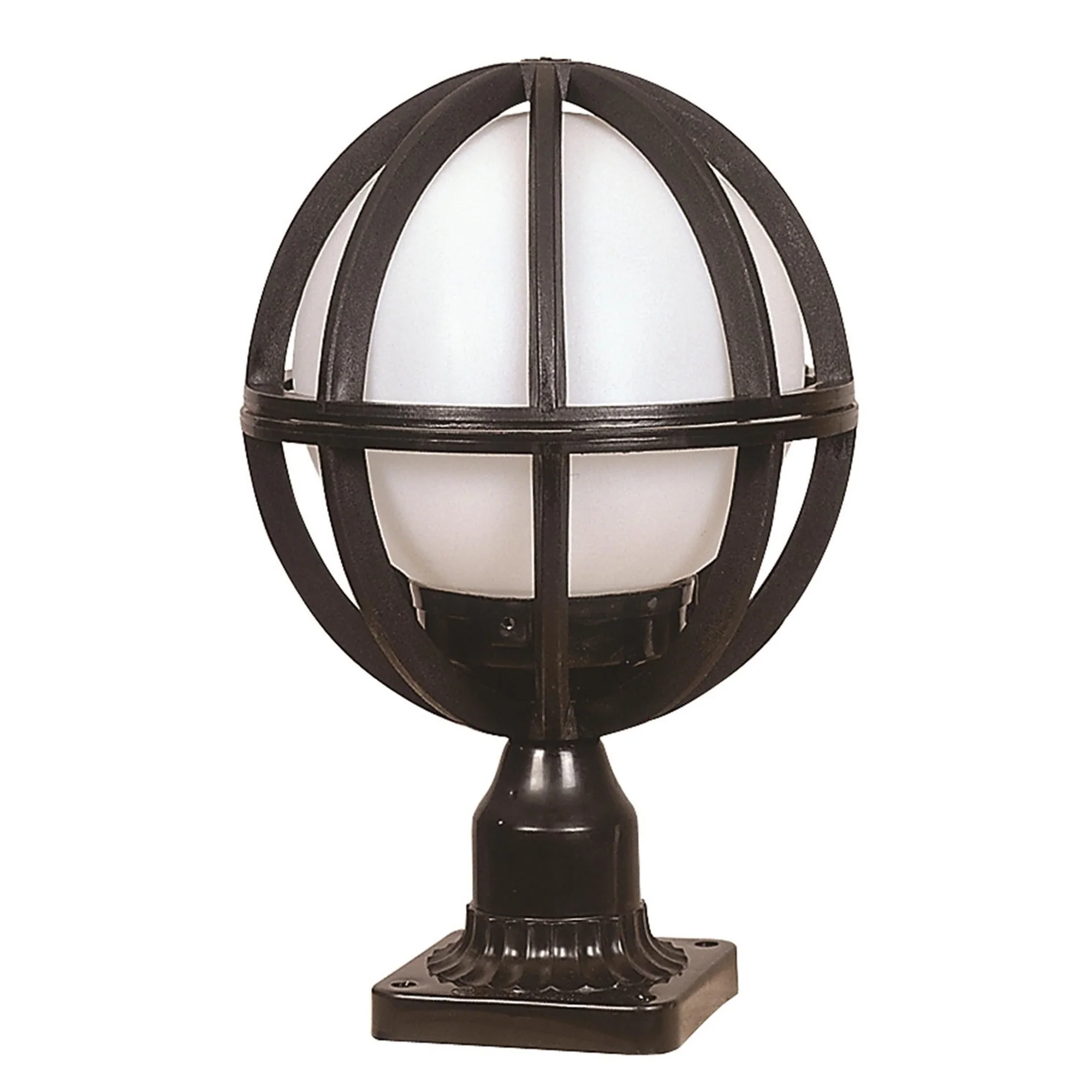 Aplique De Suelo Globo Recto Para Exterior, Abs , Negro, 23x23x38, Casquillo E 27 Max 60 W