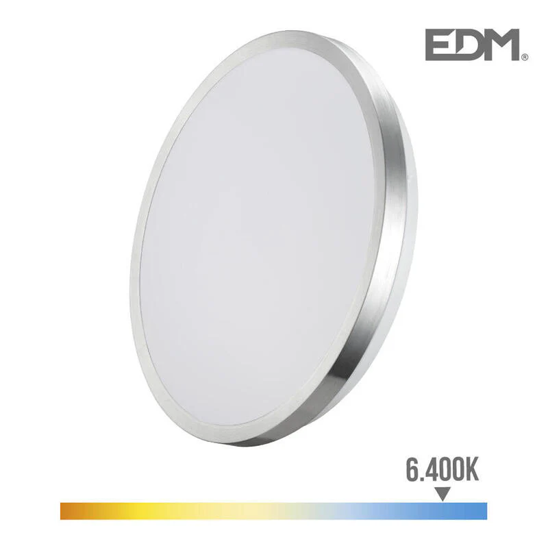 Aplique Super Led De Superficie 12w 1160lm 6500k Ø26x5,8cm Marco Cromado Edm