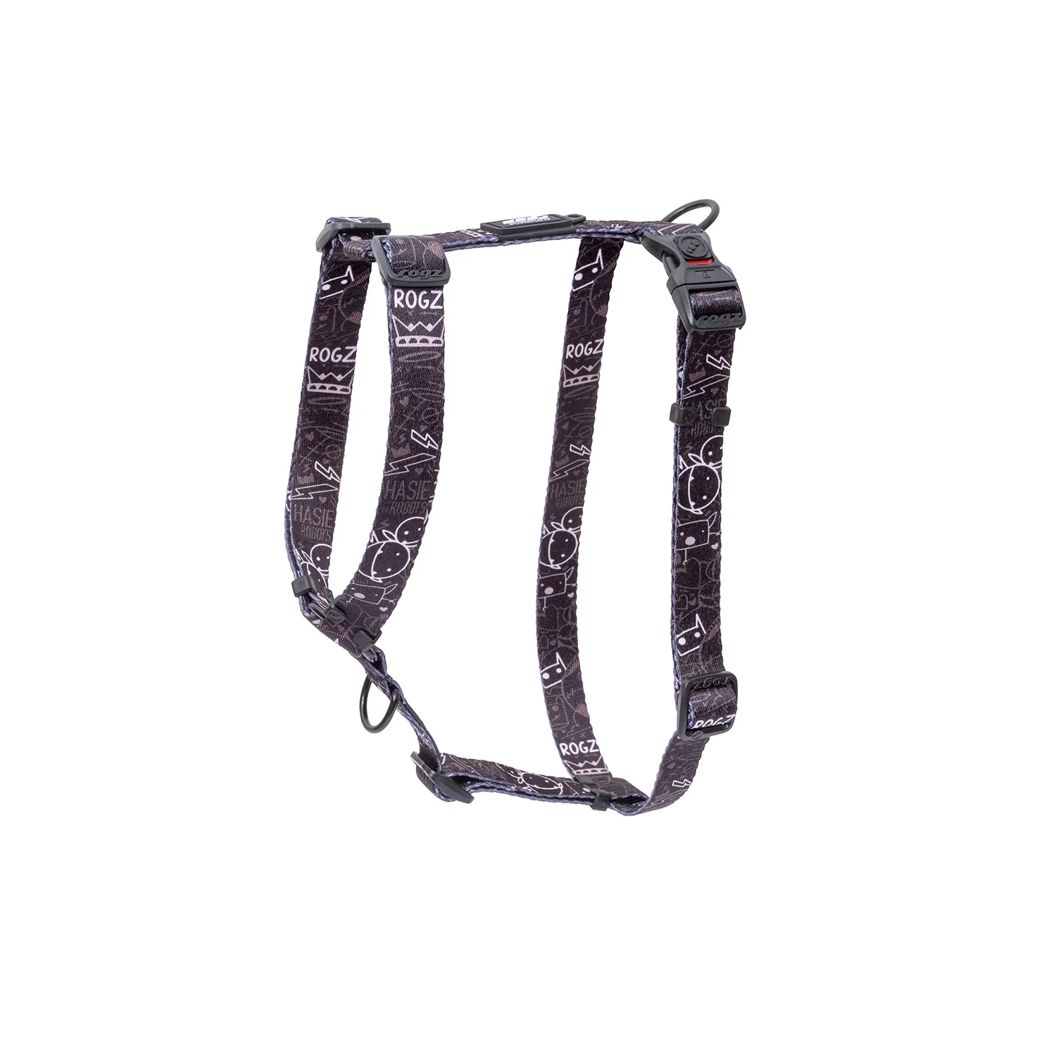 Arnés Para Perro, Modelo Fusion De Rogz, Estampado Graffiti Negro. Talla L (21-40kg)
