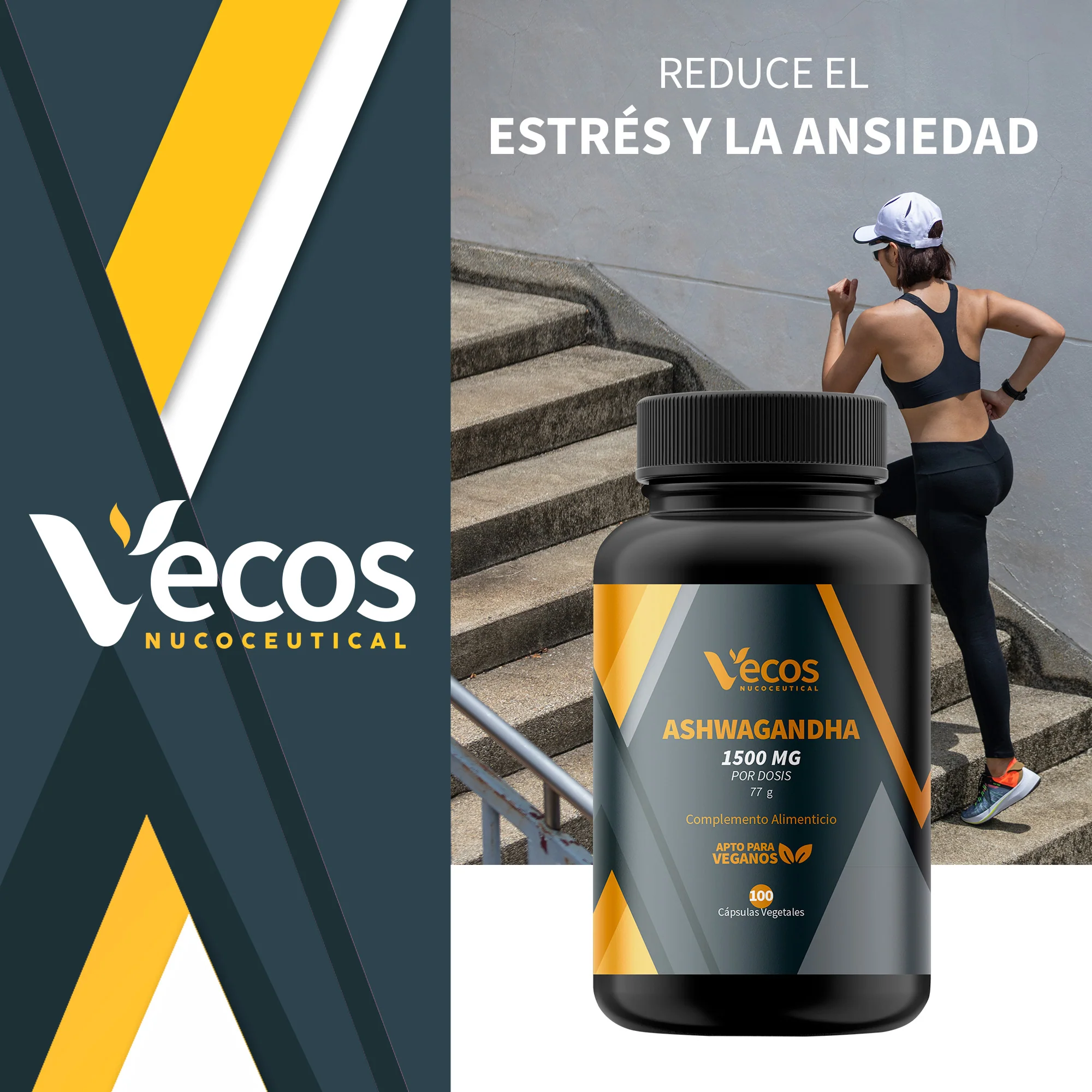 Ashwagandha 1500 Mg Vecos 100 Cápsulas | Estrés Y Equilibrio Emocional | Ayuda A Descansar Mejor - Image 2