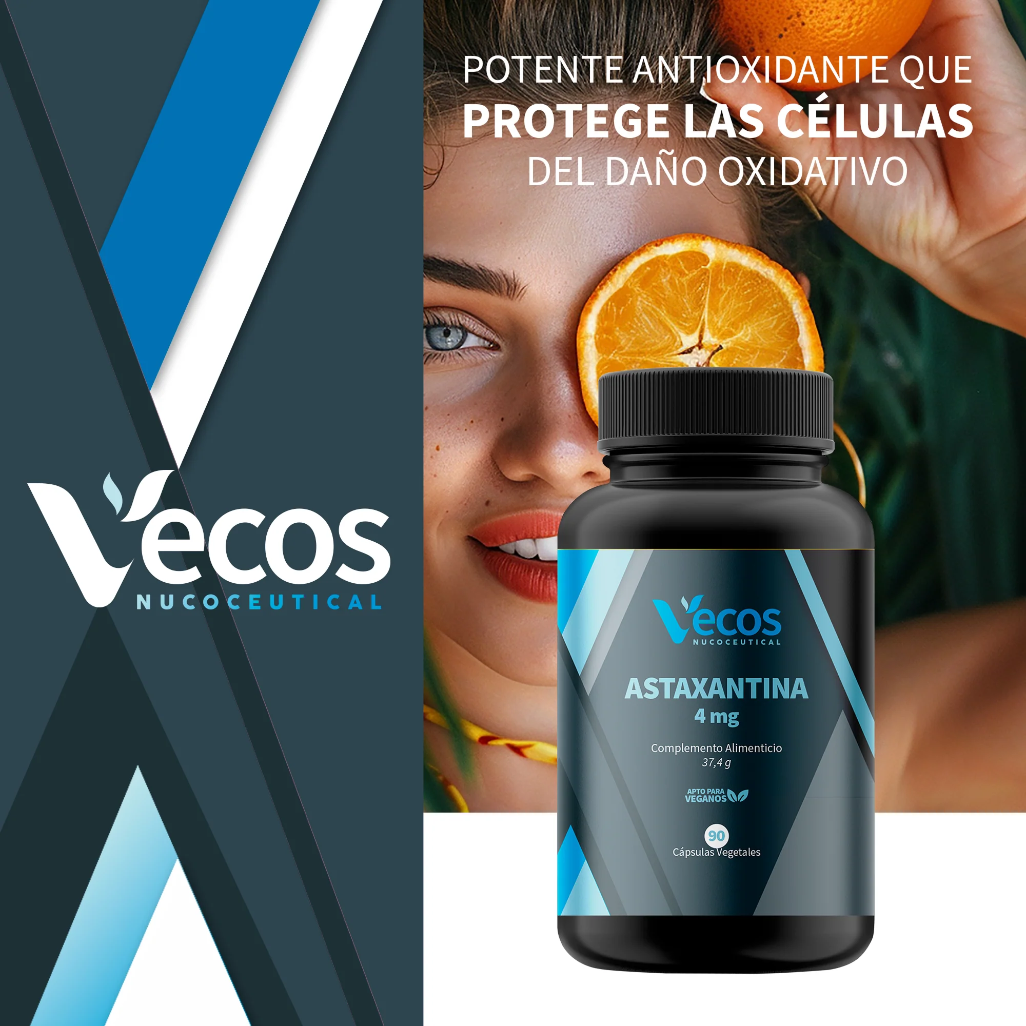 Astaxantina Natural 4 Mg Vecos 90 Cápsulas | Protección Antioxidante Potente | Microalga Haematococcus Pluvialis - Image 2