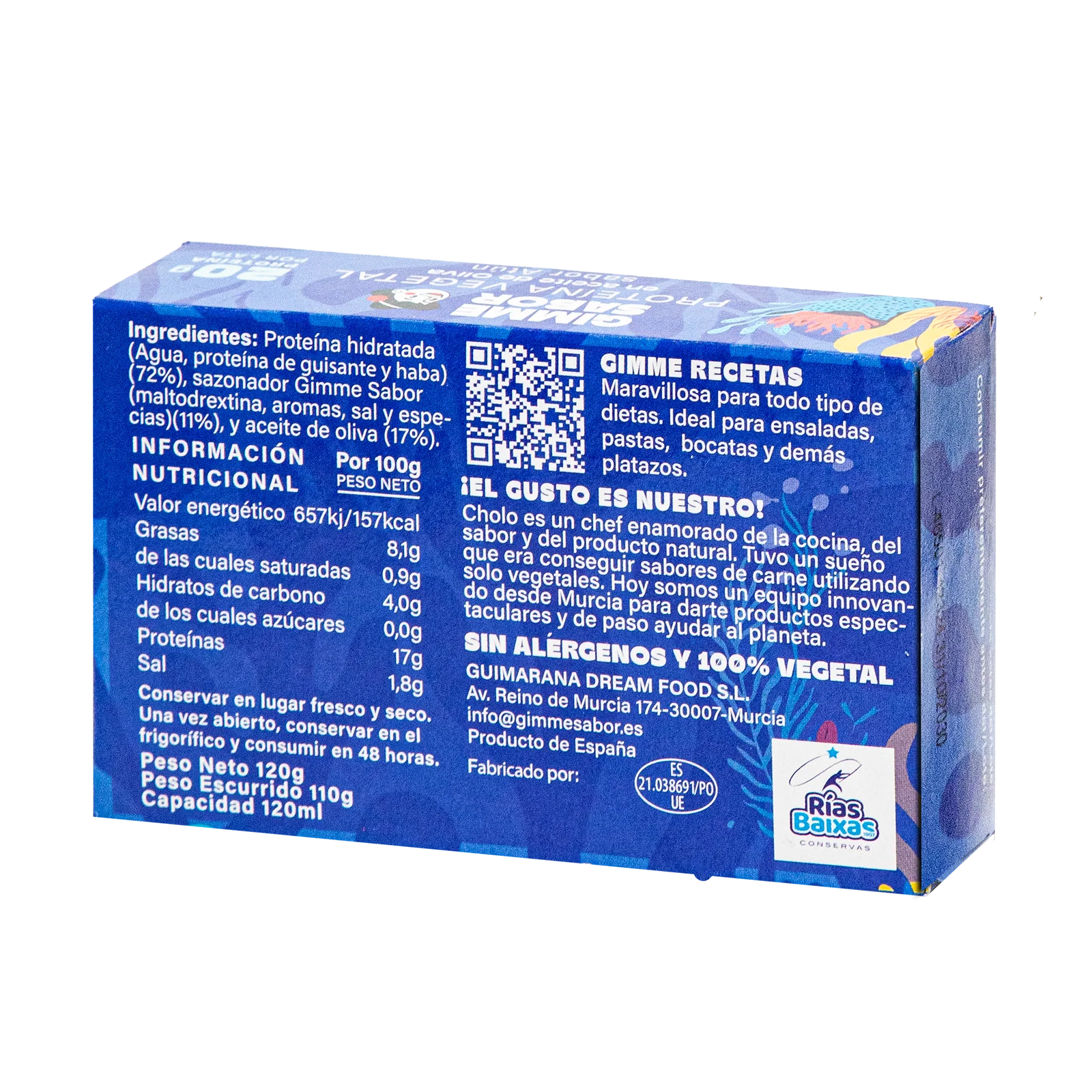Atún Vegano en Aceite de Oliva 120g | Sin Gluten, Sin Aditivos, Sin Alérgenos | Gimme Sabor - Image 2