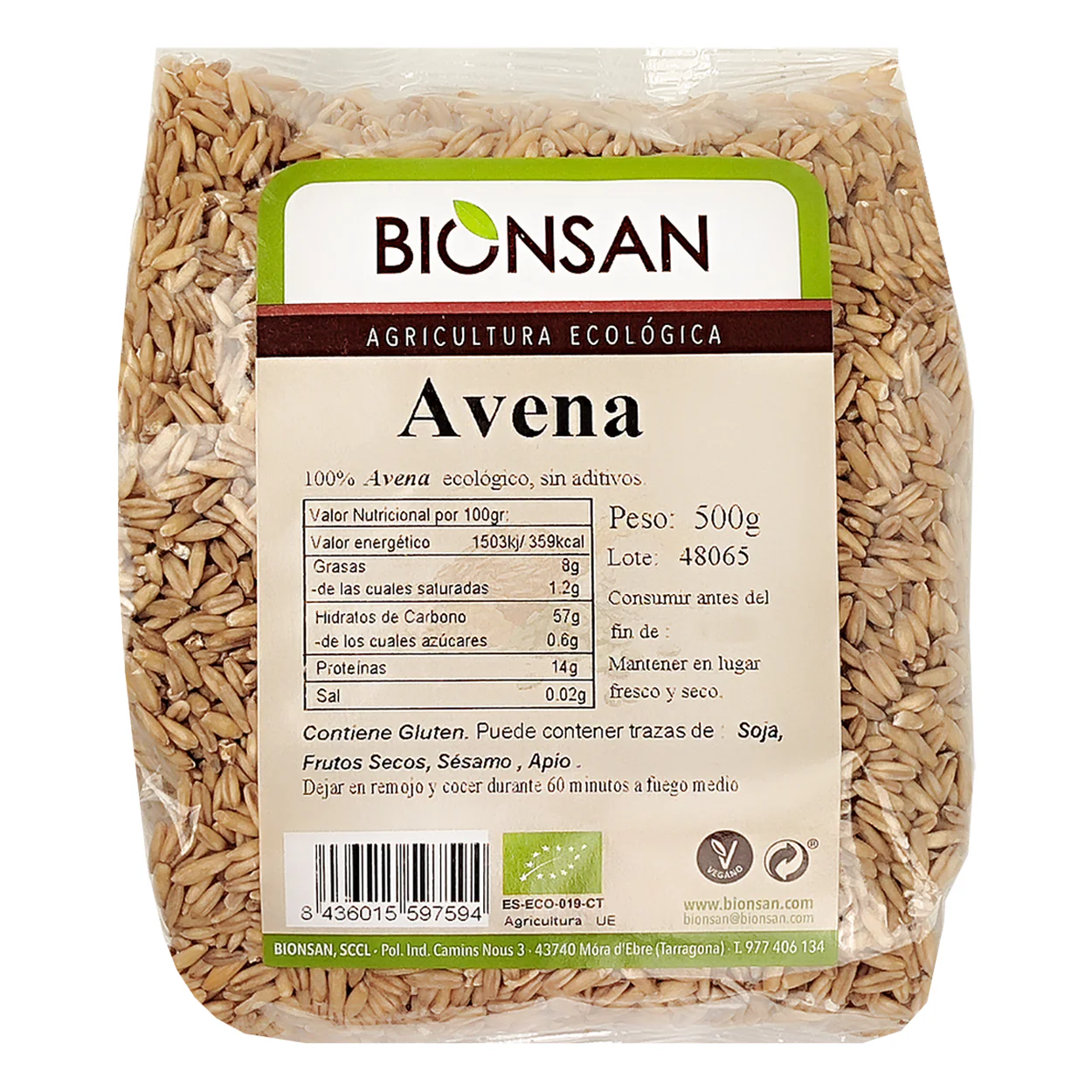 Avena En Grano Eco Bionsan 500gr