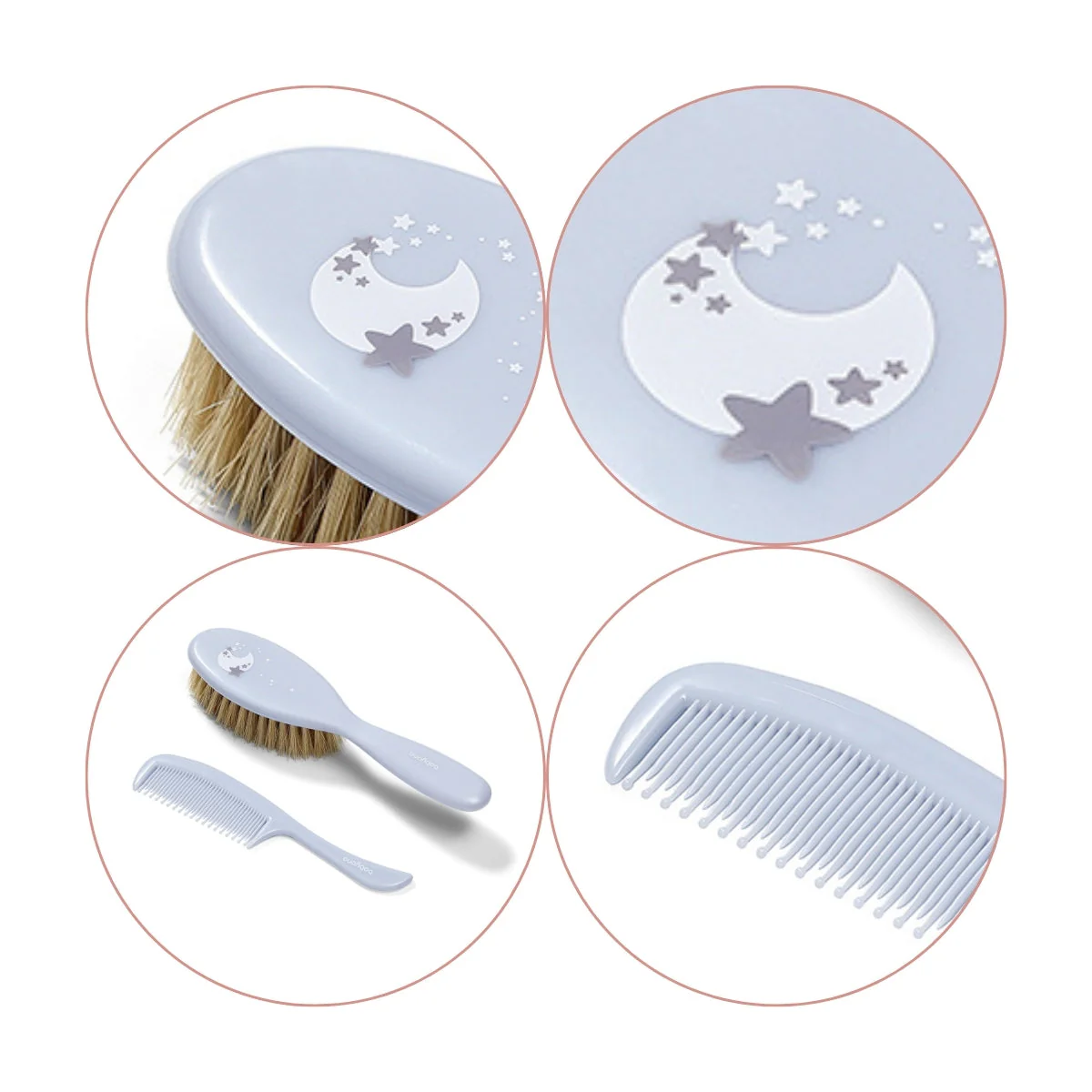 Babyono Set Cepillo Y Peine Con Cerdas Naturales Extra Suaves Menta - Image 4
