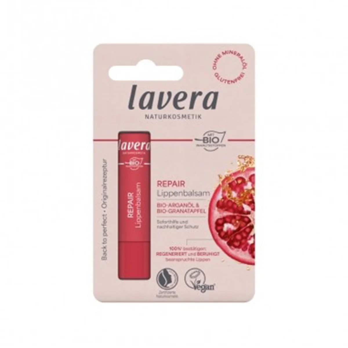 Bálsamo labial reparador aceite de argan & granada bio Lavera 4,5 g - Image 3