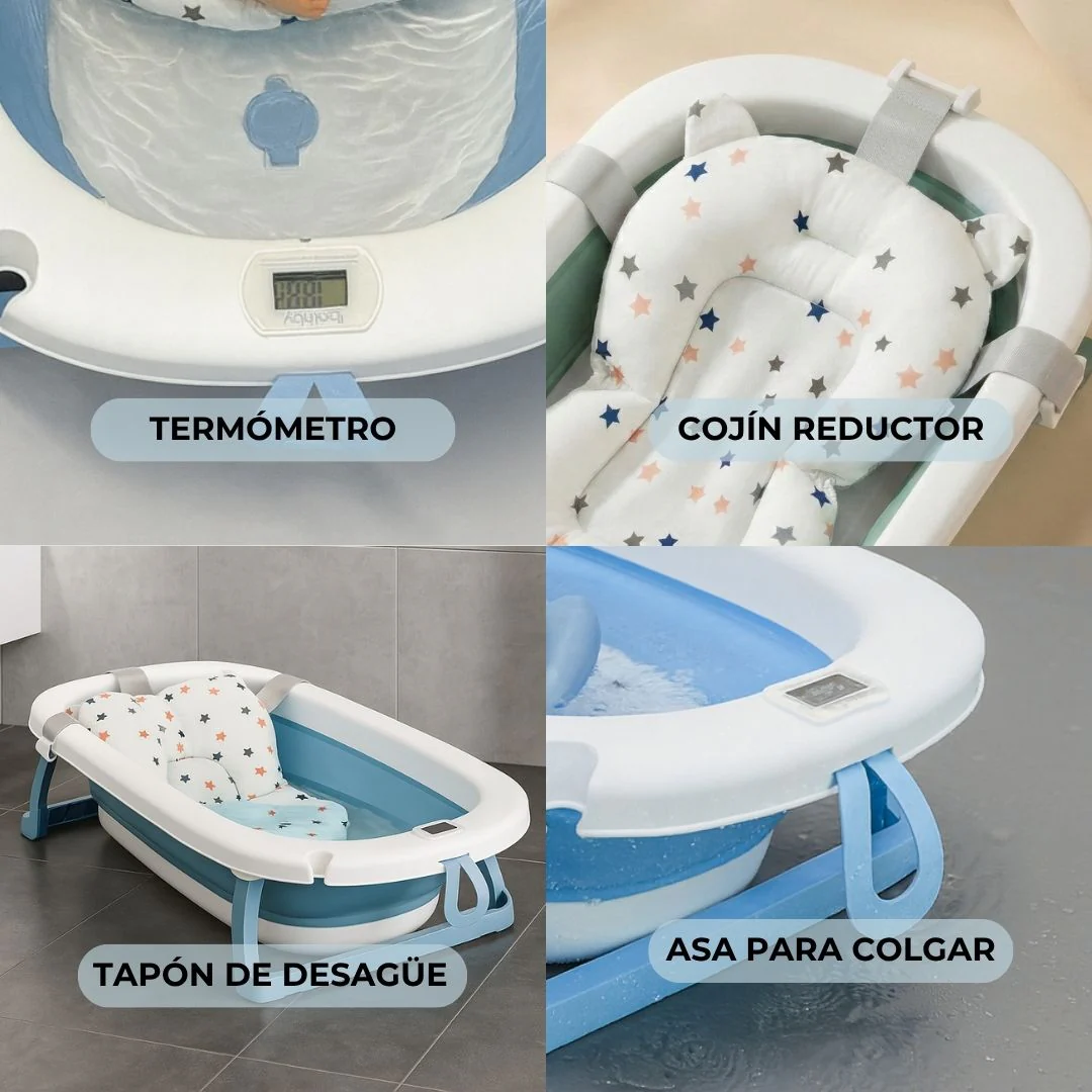 Bathby Bañera Plegable Azul Para Bebés, Cojín Reductor, Termómetro, Patas Antideslizantes (azul Pastel) - Image 3