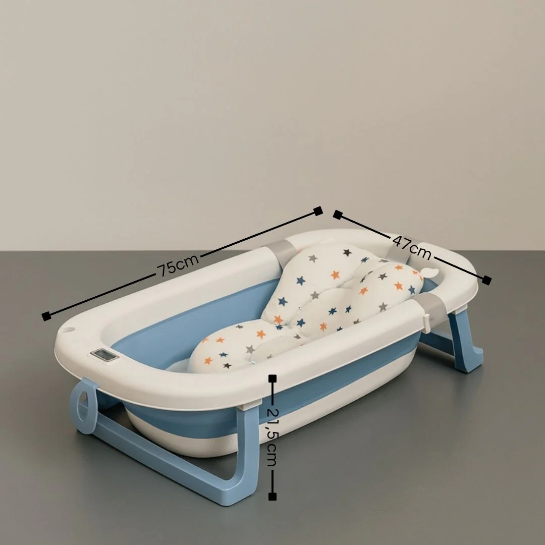 Bathby Bañera Plegable Azul Para Bebés, Cojín Reductor, Termómetro, Patas Antideslizantes (azul Pastel) - Image 6