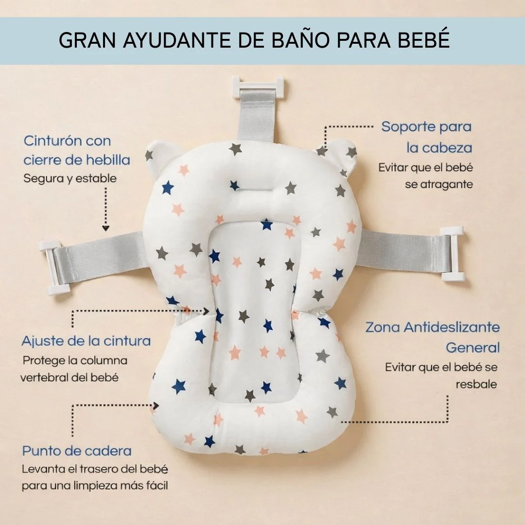Bathby Cojín De Baño Antideslizante Con Estampado De Estrellas Para Bebés, Cómodo Y Seguro - Image 5